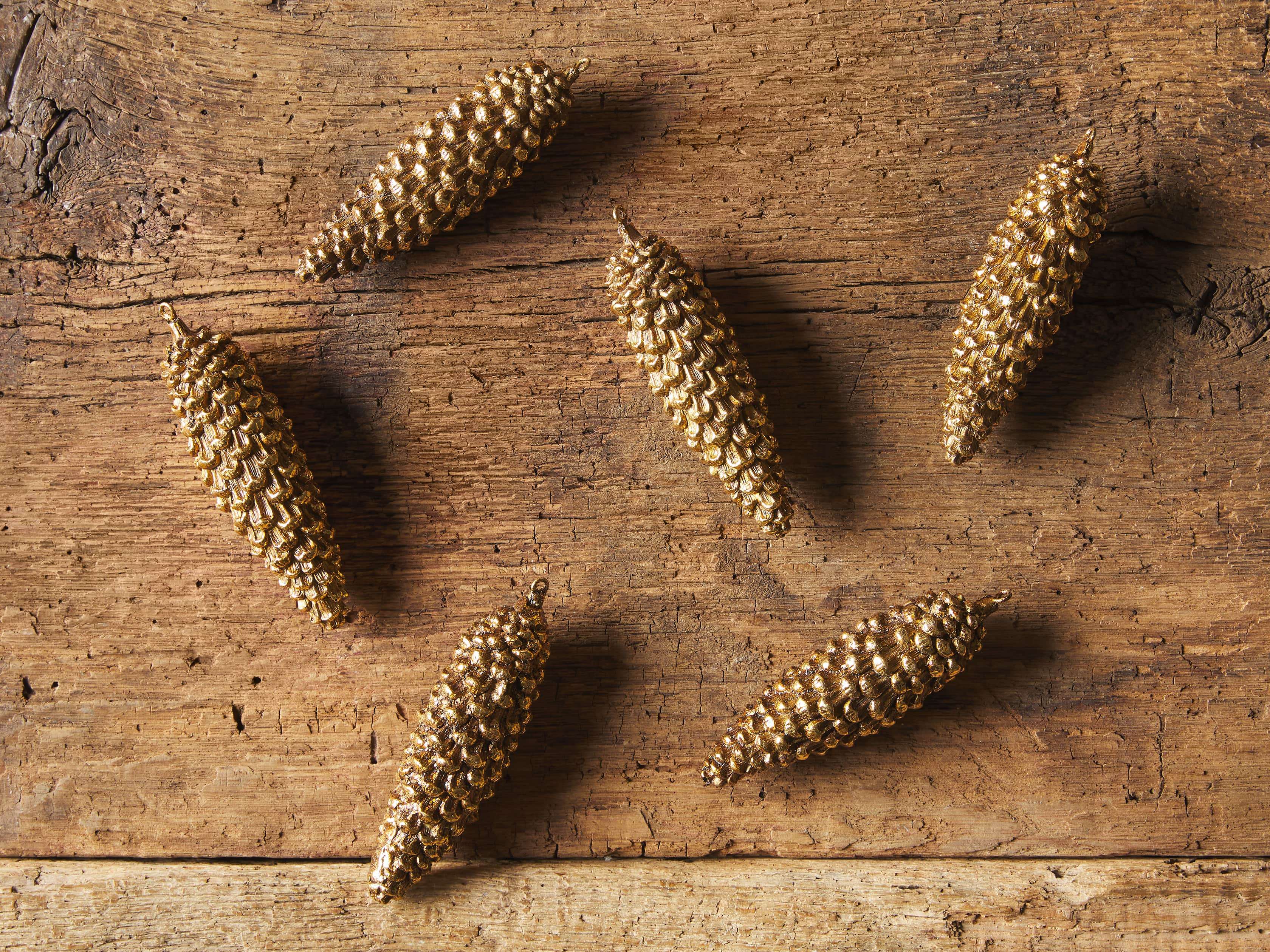 Gold Fir Pinecone Ornament (Set of 6), slide 2 of 2