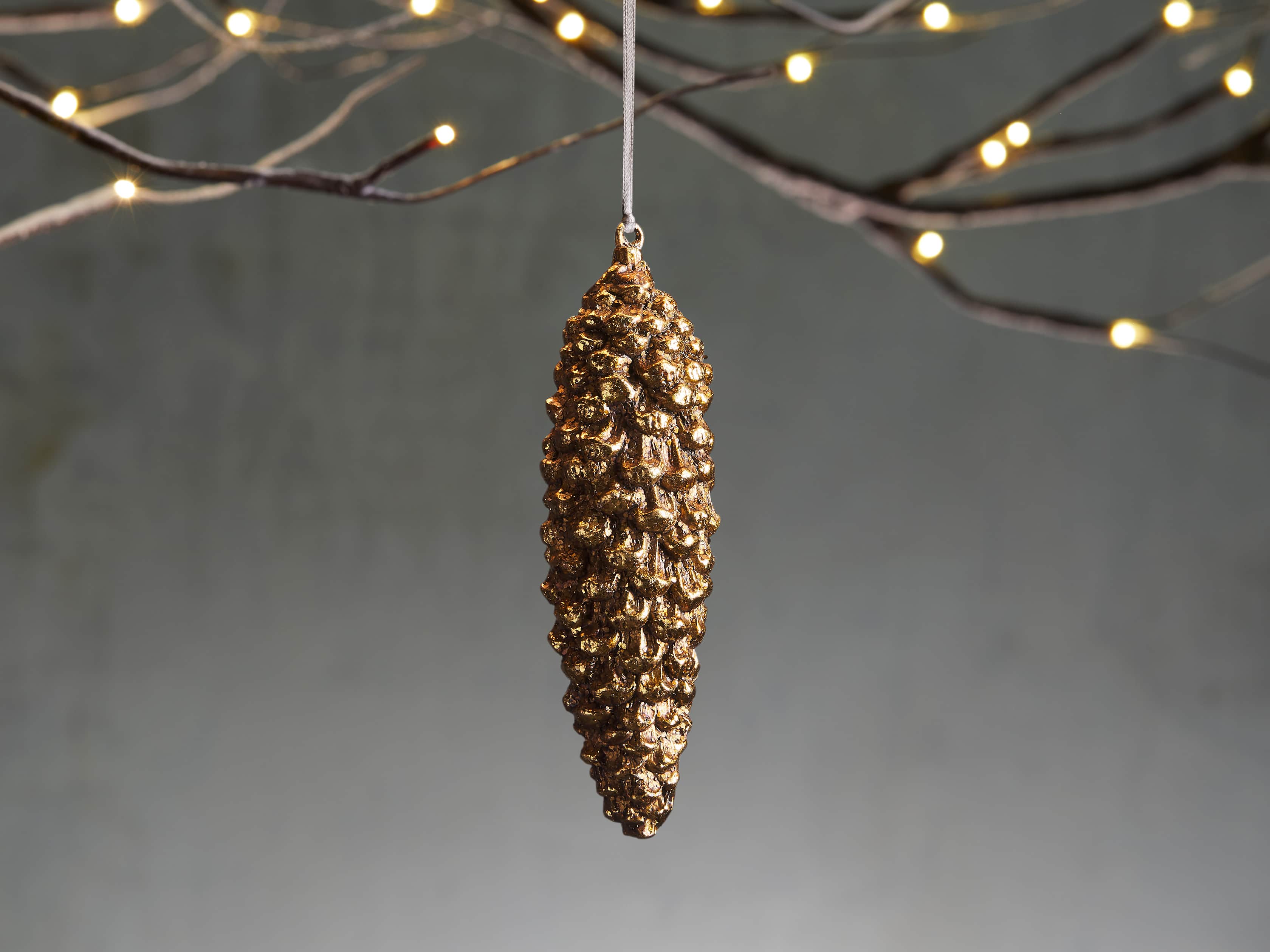 Gold Fir Pinecone Ornament (Set of 6), slide 1 of 2