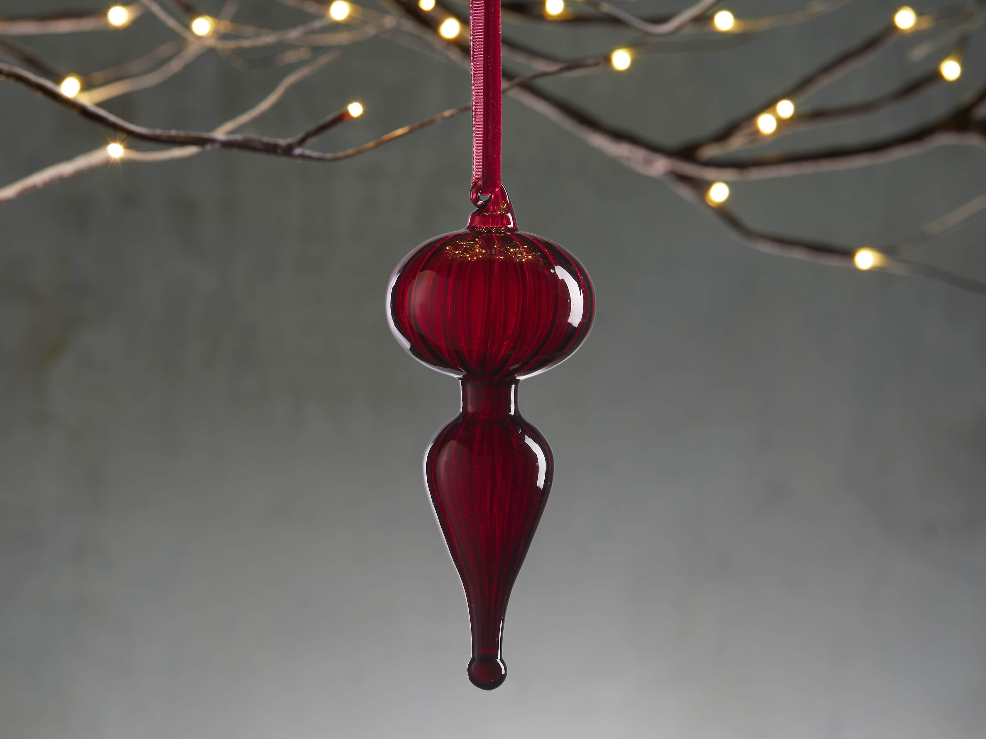 Burgundy Glass Drop Ornament (Set of 6), slide 1 of 2