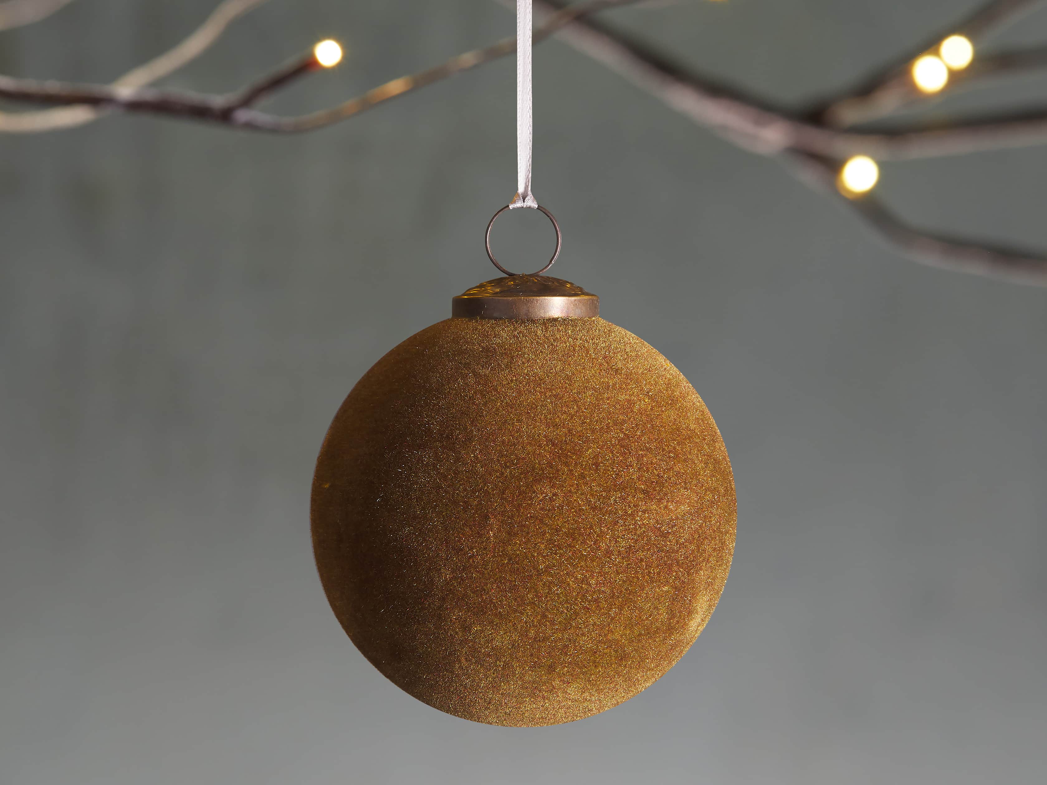 Moss Velvet Flocked Ornament (Set of 6), slide 1 of 2