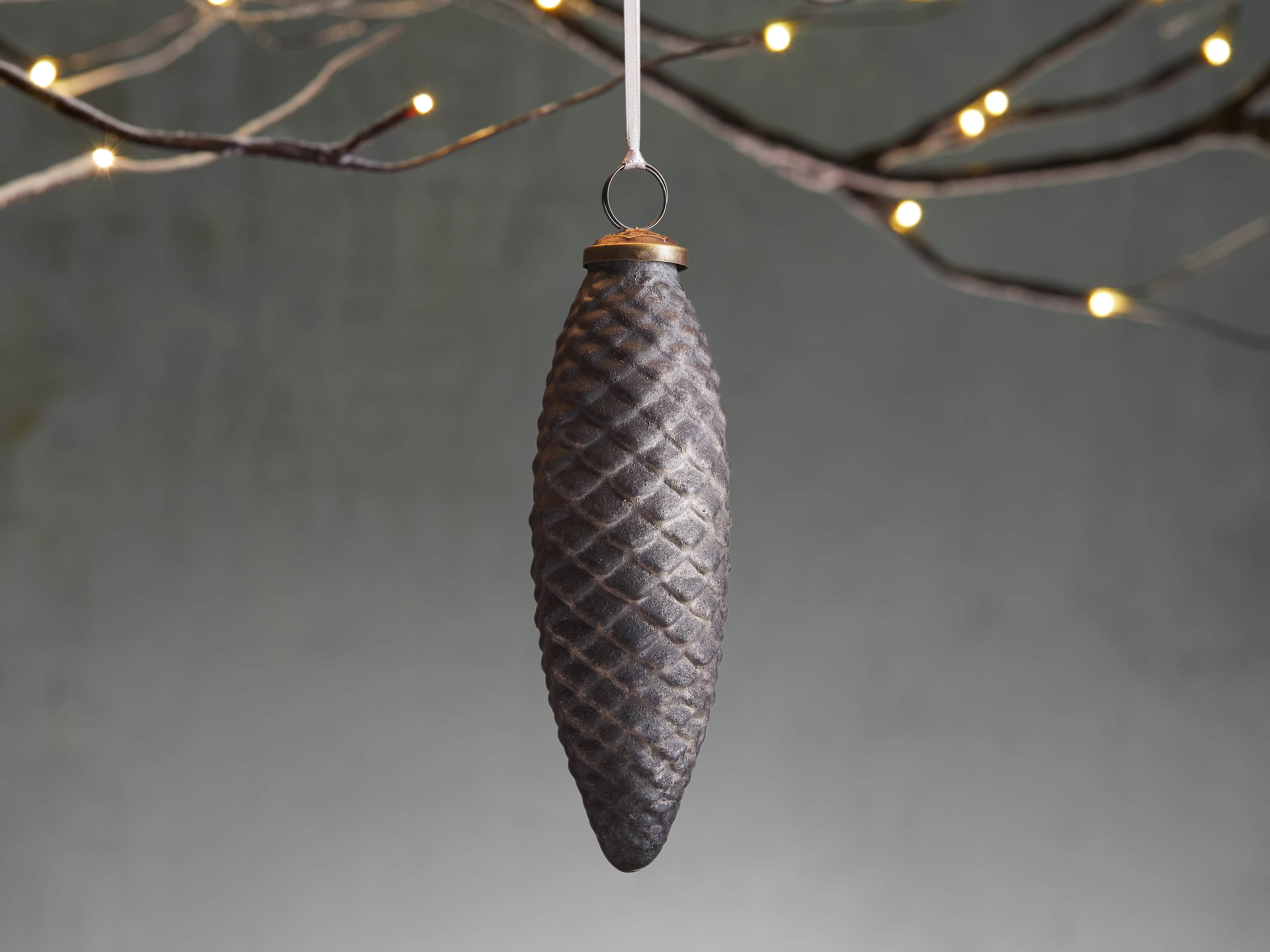 Black Glass Fir Pinecone Ornament (Set of 6), slide 1 of 2