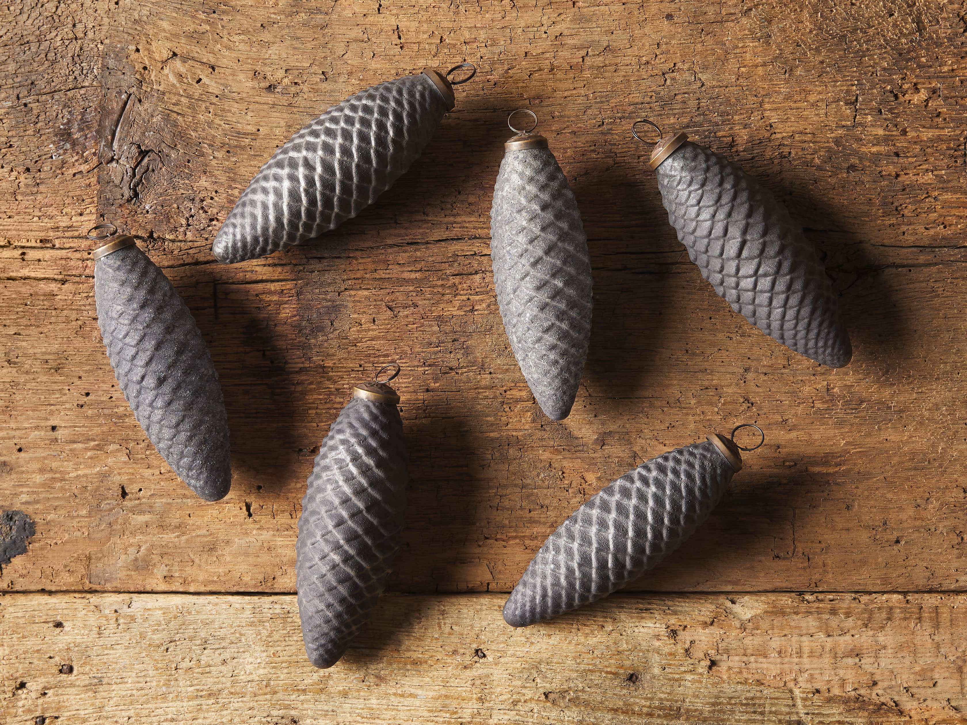 Black Glass Fir Pinecone Ornament (Set of 6), slide 2 of 2