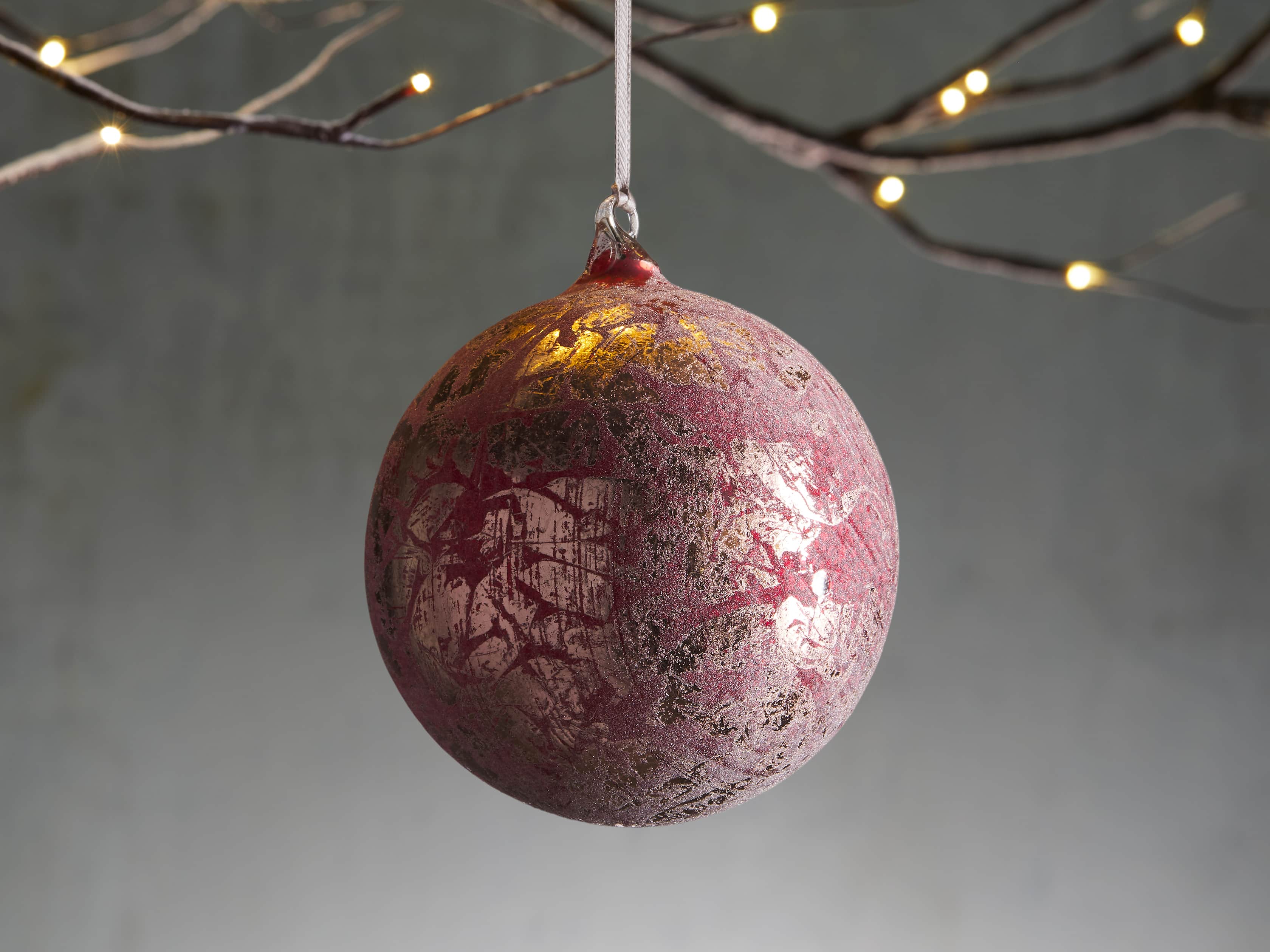Red Filigree Leaf Ornament (Set of 6), slide 1 of 3