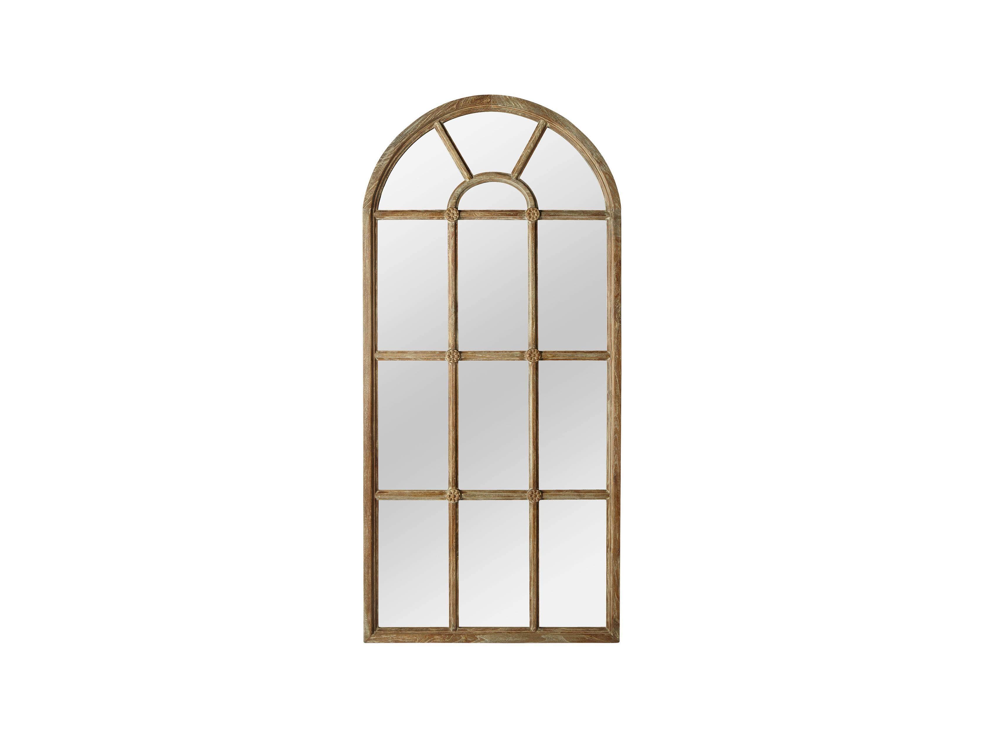36" X 78" TEAK ARCHED WINDOWPANE MIRROR, slide 2 of 4