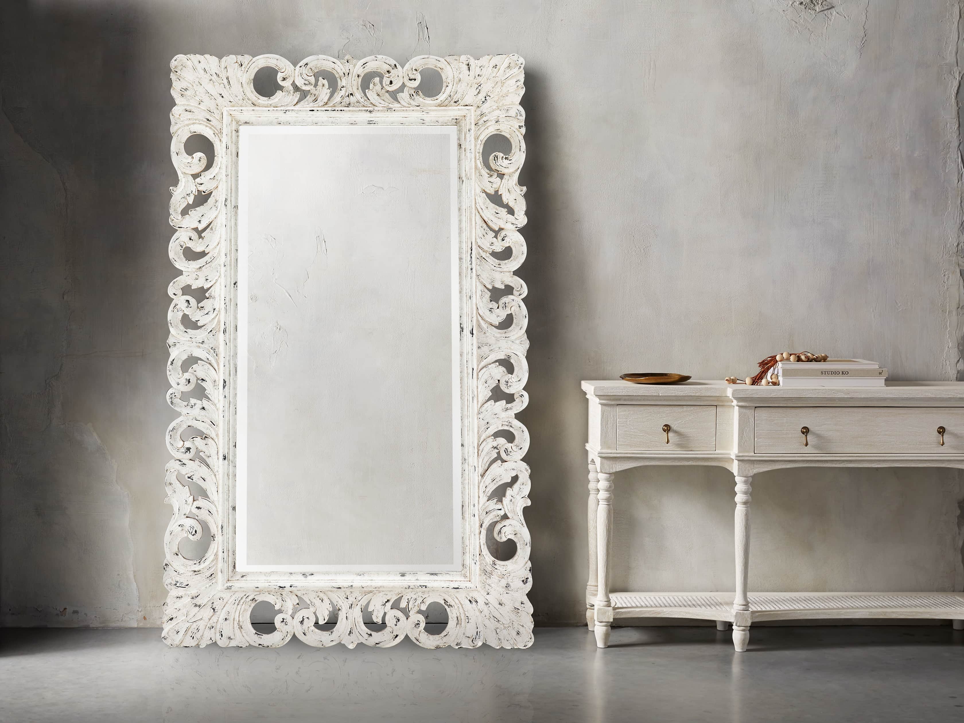 PORTER 53" X 84" HAND CARVED MIRROR IN WHITE