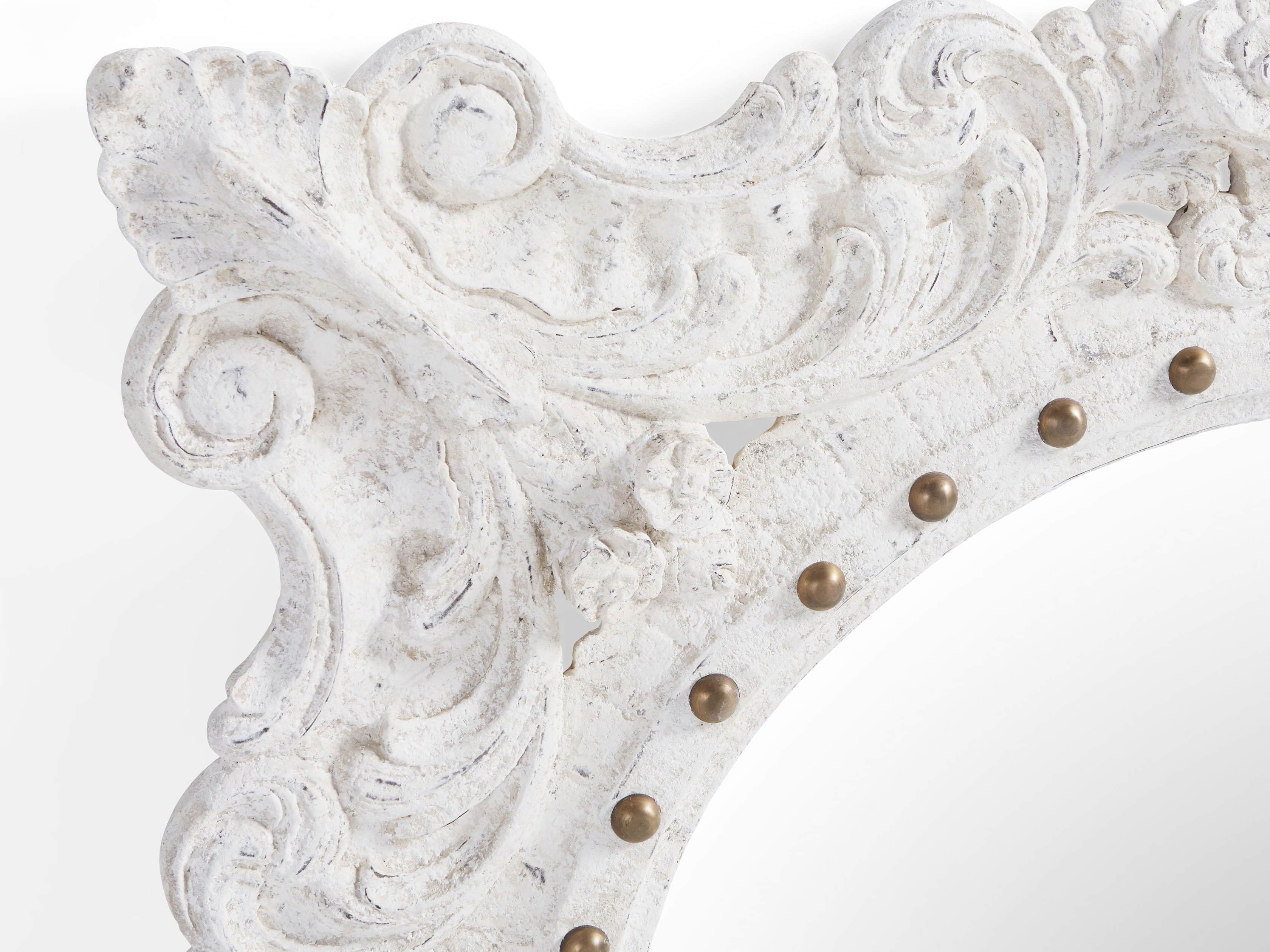 MERLE 47” X 53” HAND CARVED SMALL MIRROR IN WHITE, slide 4 of 5