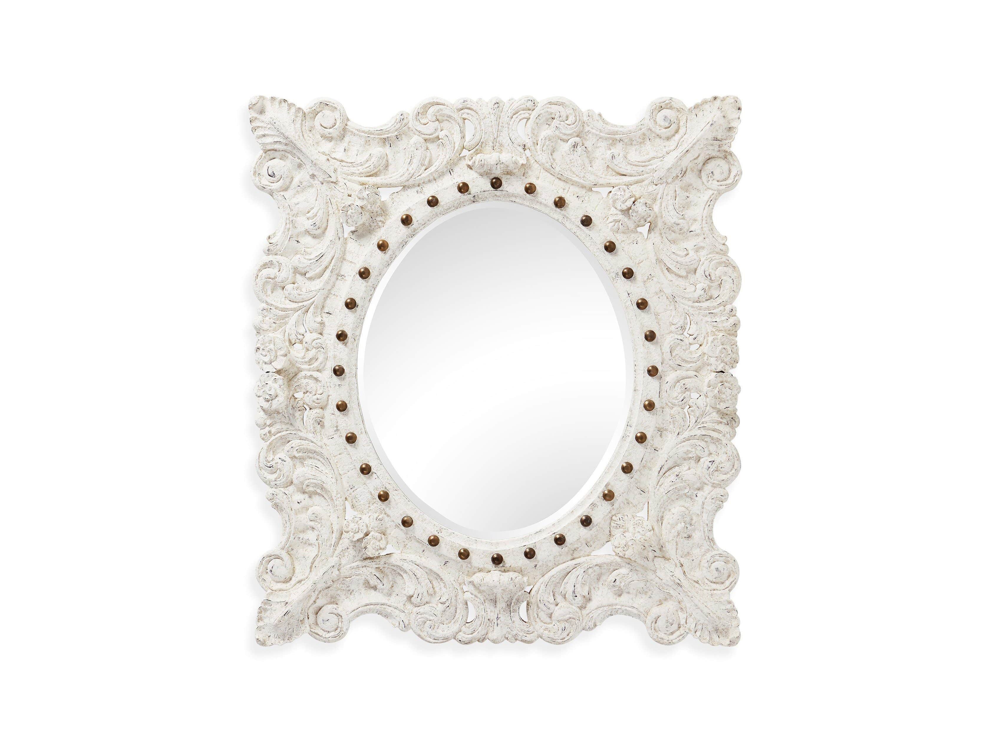 MERLE 47” X 53” HAND CARVED SMALL MIRROR IN WHITE, slide 5 of 5