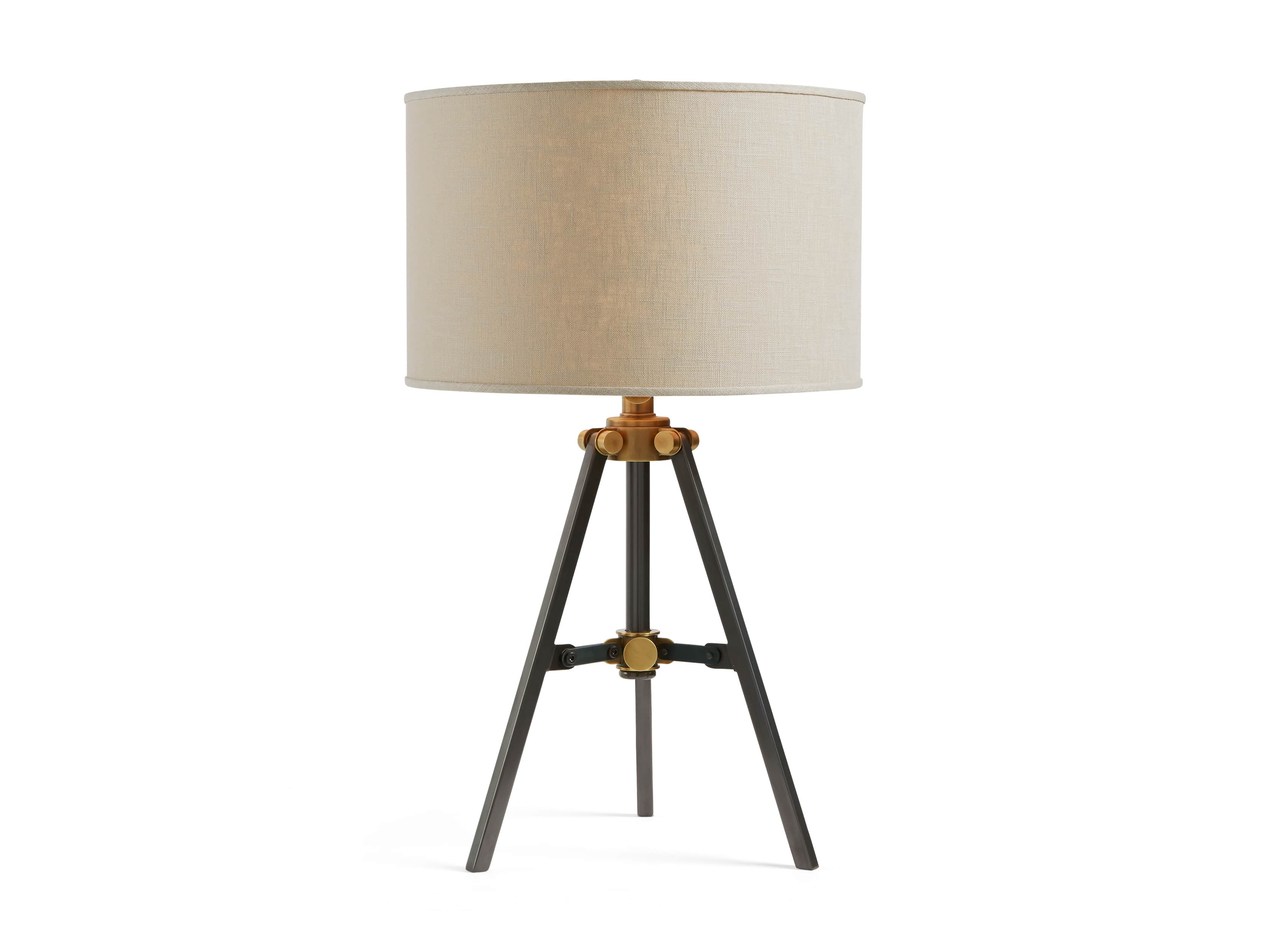 Clarence Table Lamp With Natural Shade in Bronze