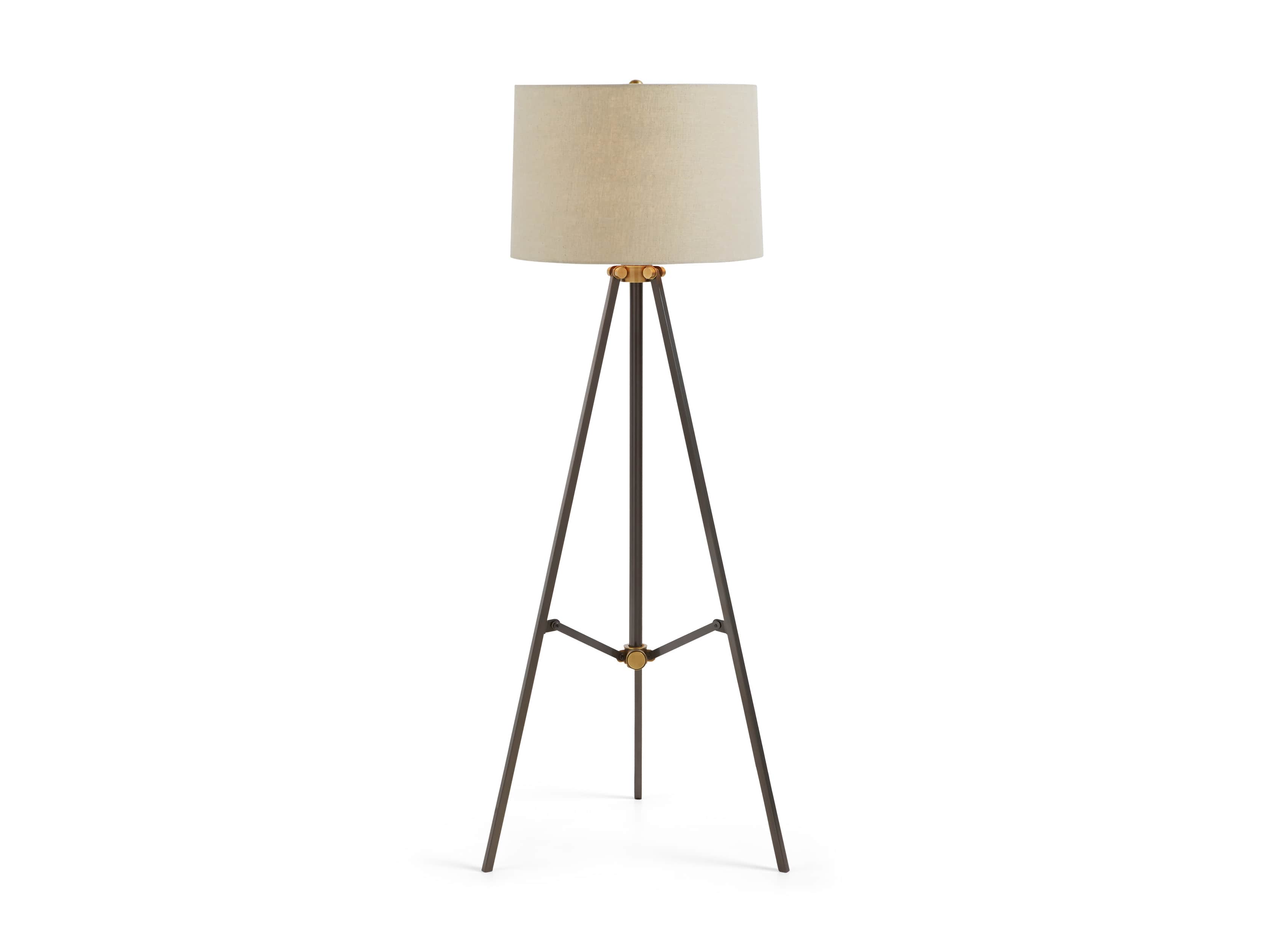 Clarence Floor Lamp With Natural Shade in Bronze, slide 3 of 8