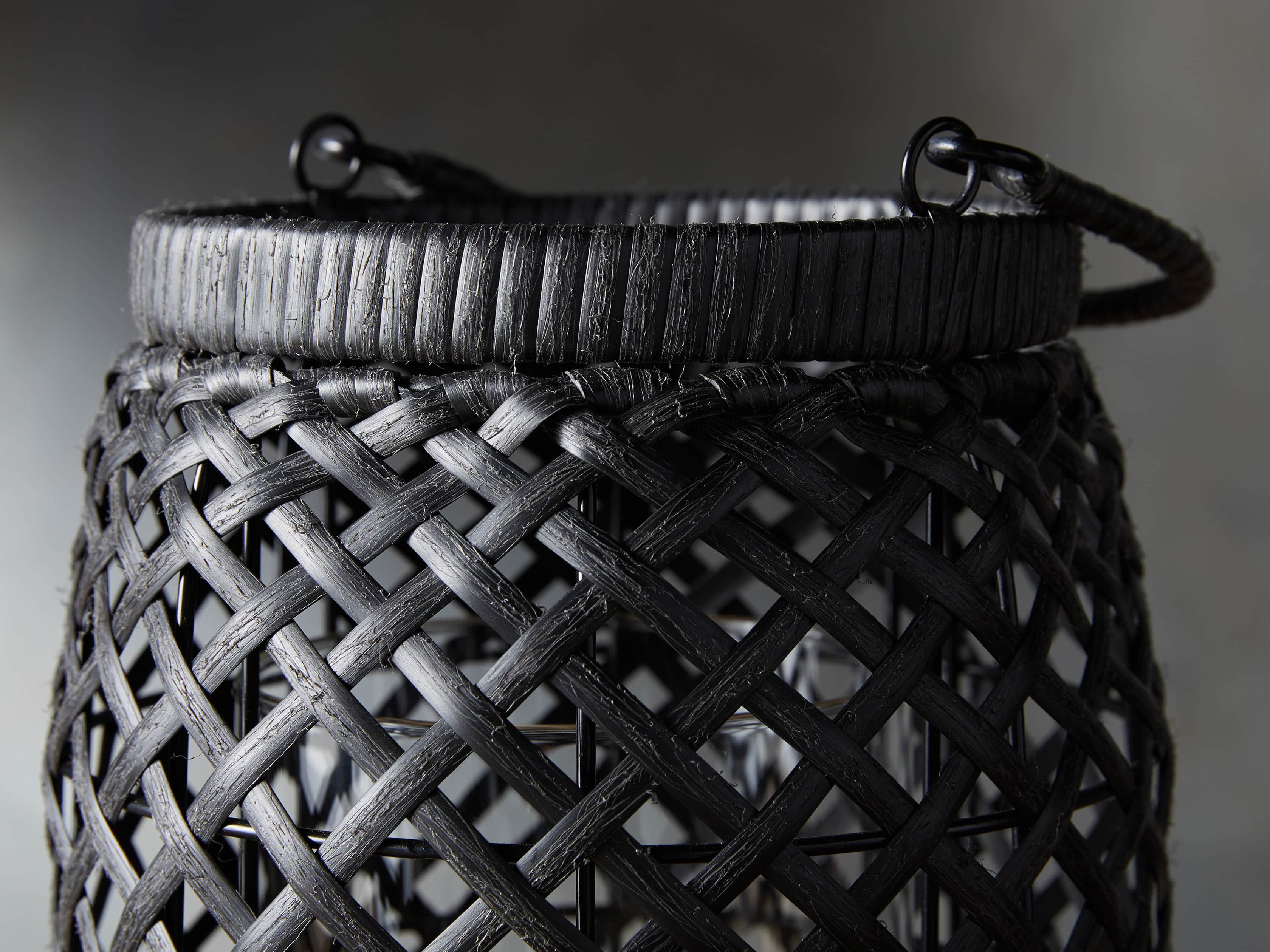 Boho Weave Outdoor Lantern in Dry Bark