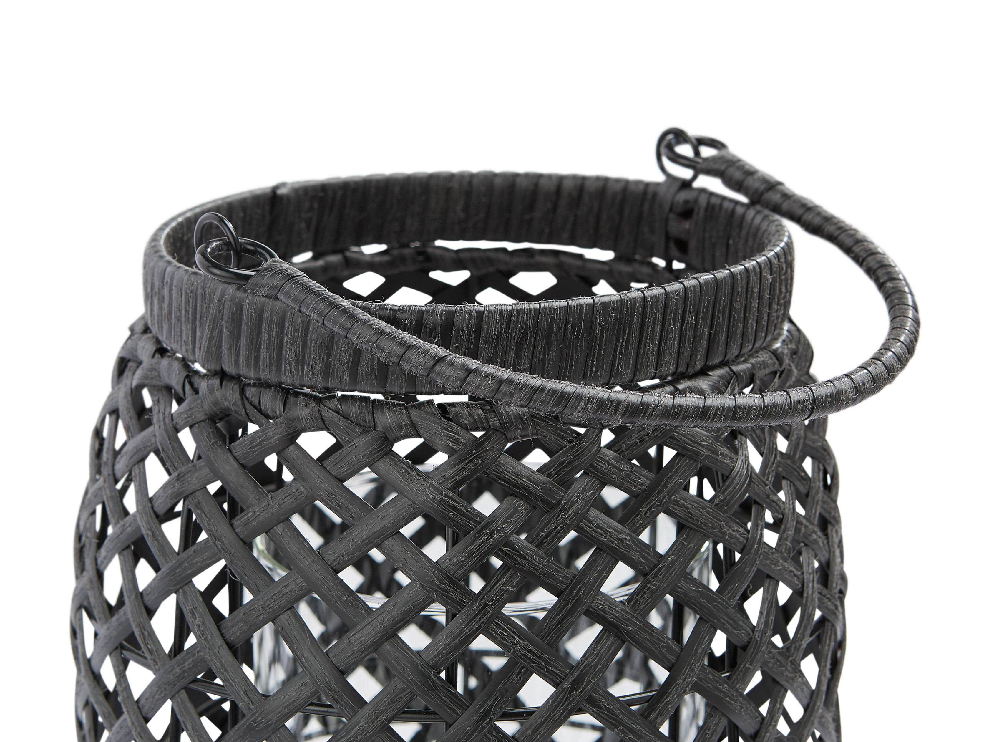 Boho Weave Outdoor Lantern in Dry Bark