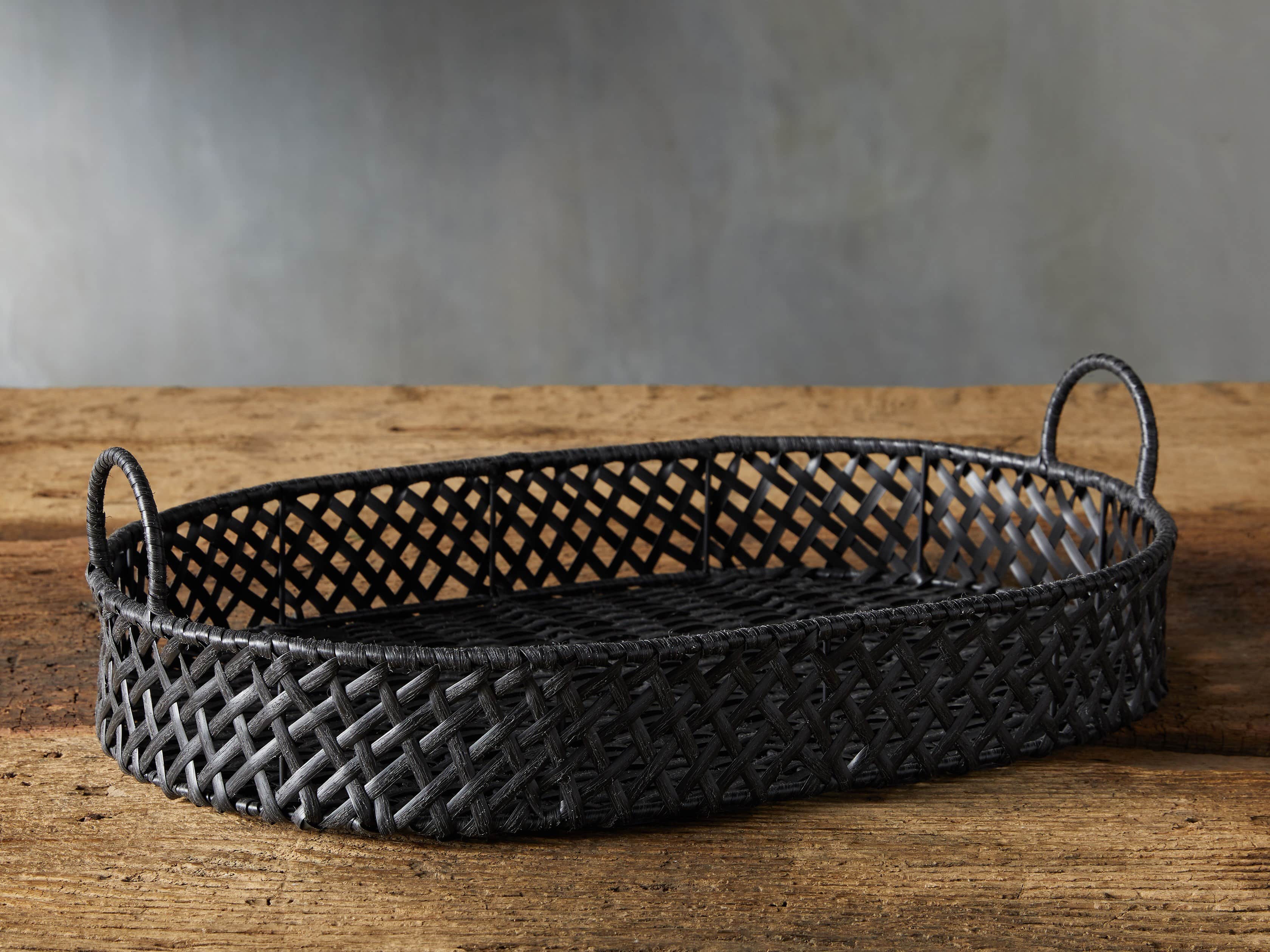 Boho Weave Outdoor Tray in Dry Bark
