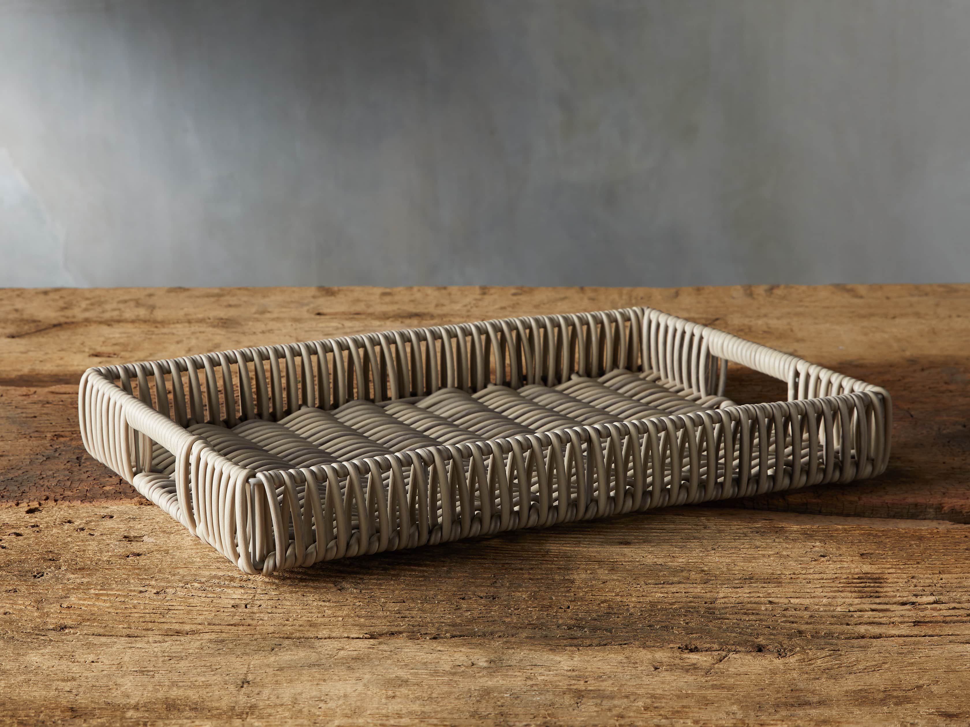 Wyatt Outdoor Tray in Weathered Grey