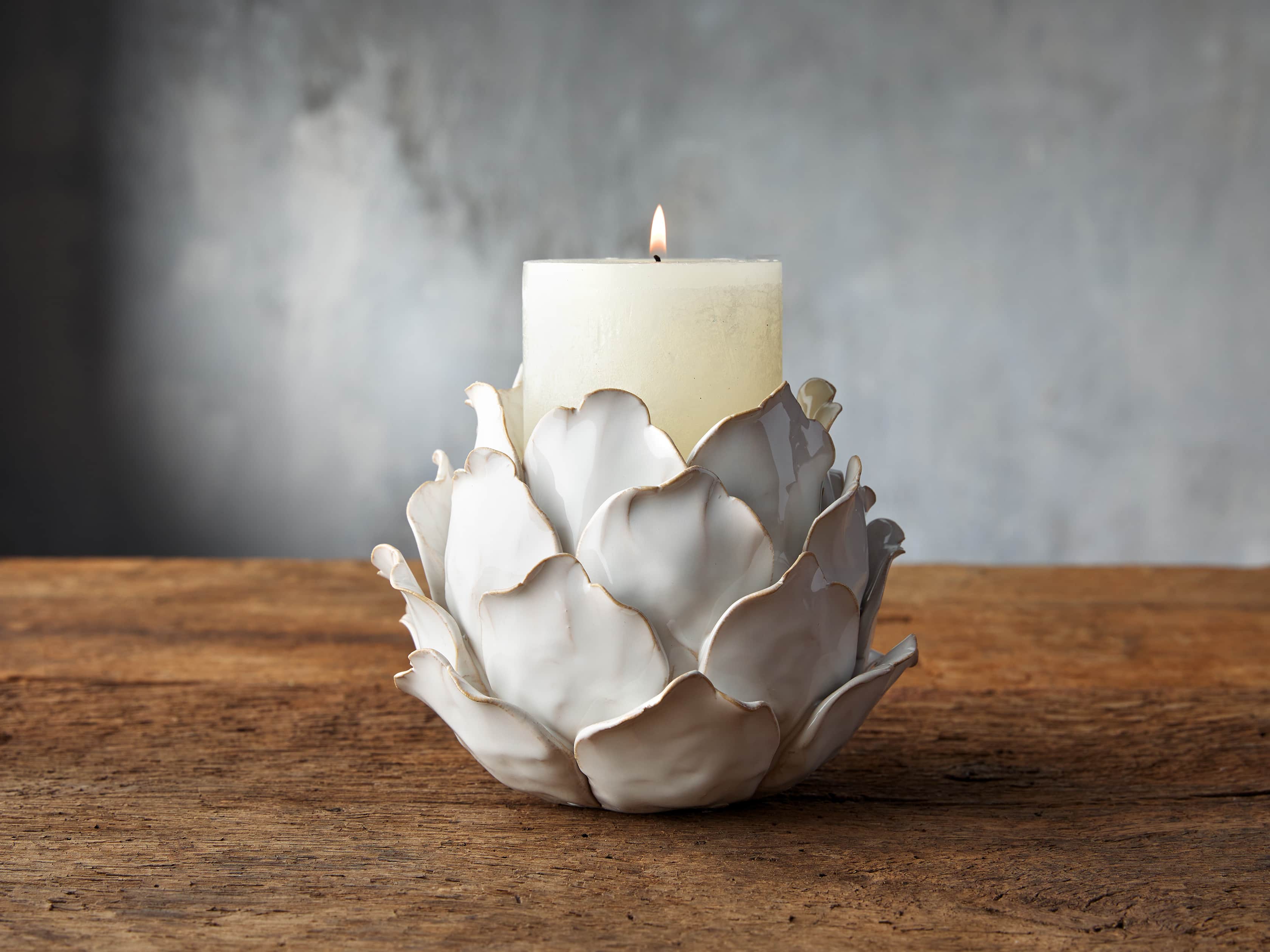 Dahlia Pillar Holder in Cream, slide 1 of 2