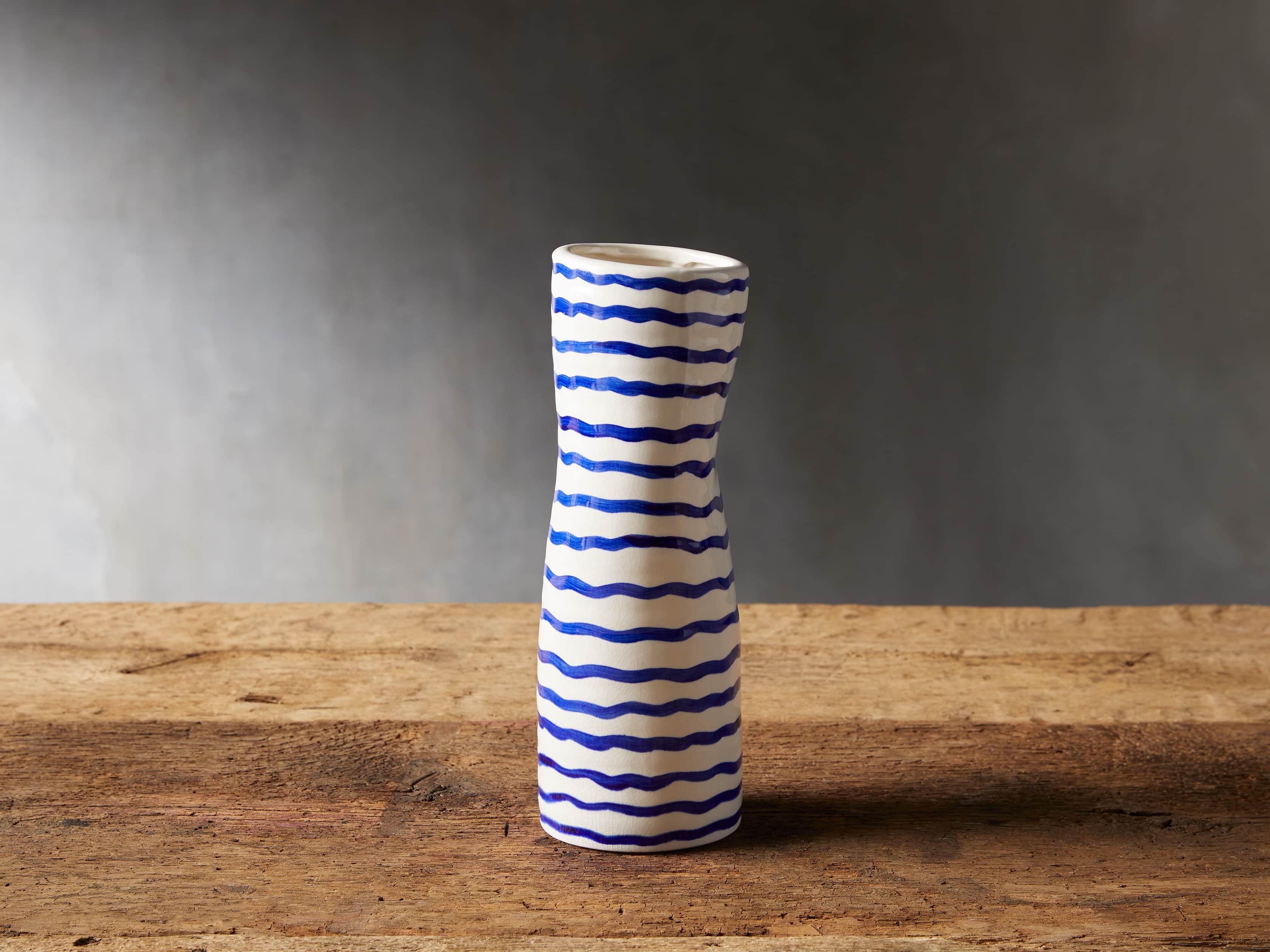 Blue and White Stripe Vase, slide 1 of 5