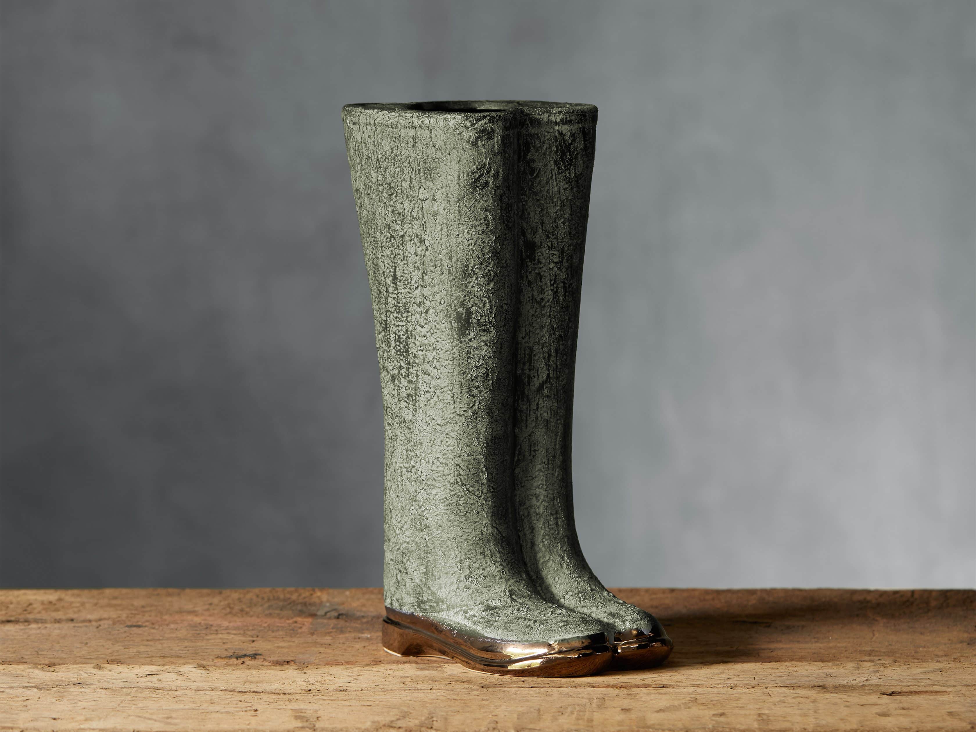 Garden 19" Welly Vase in Patina Green
