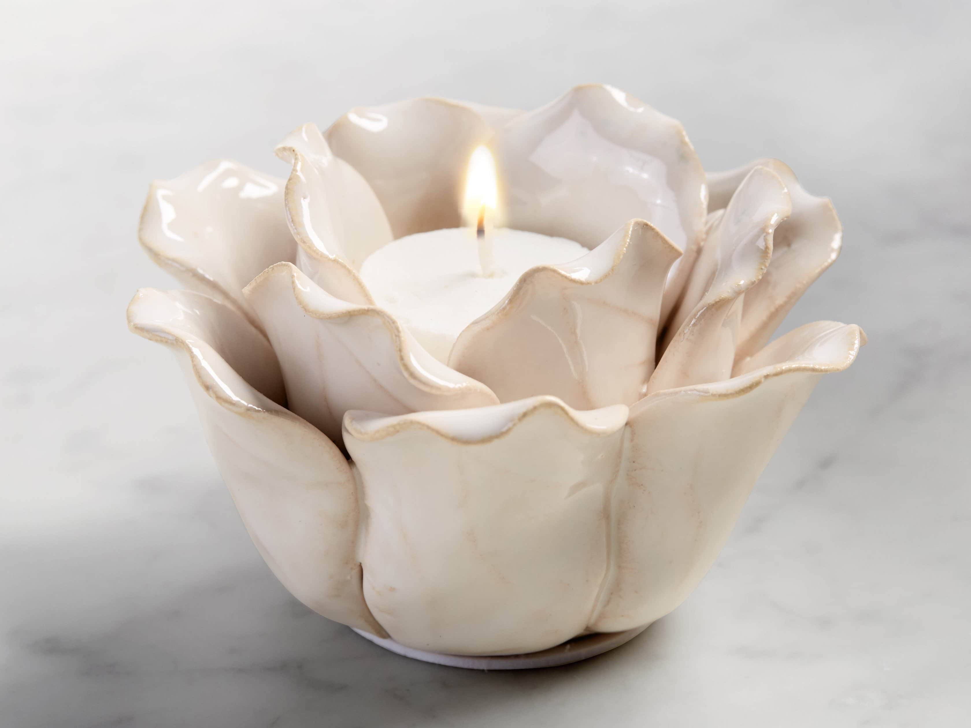 Blossom Tealight Holder in Cream