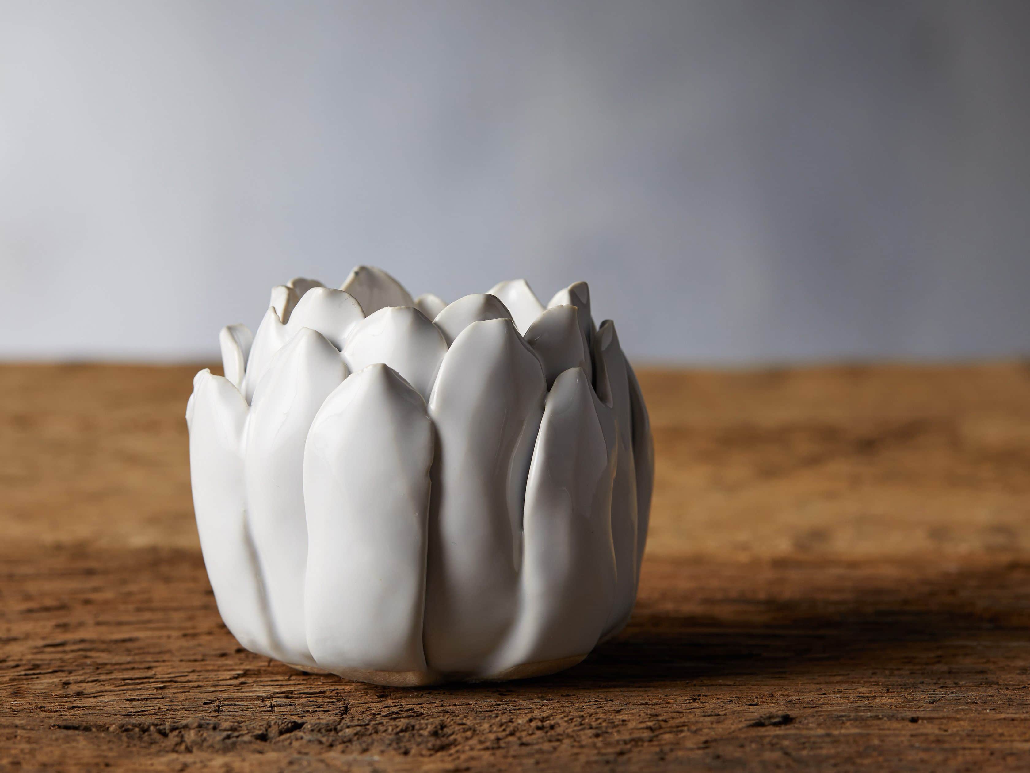 Dahlia Tealight Holder in White, slide 1 of 4