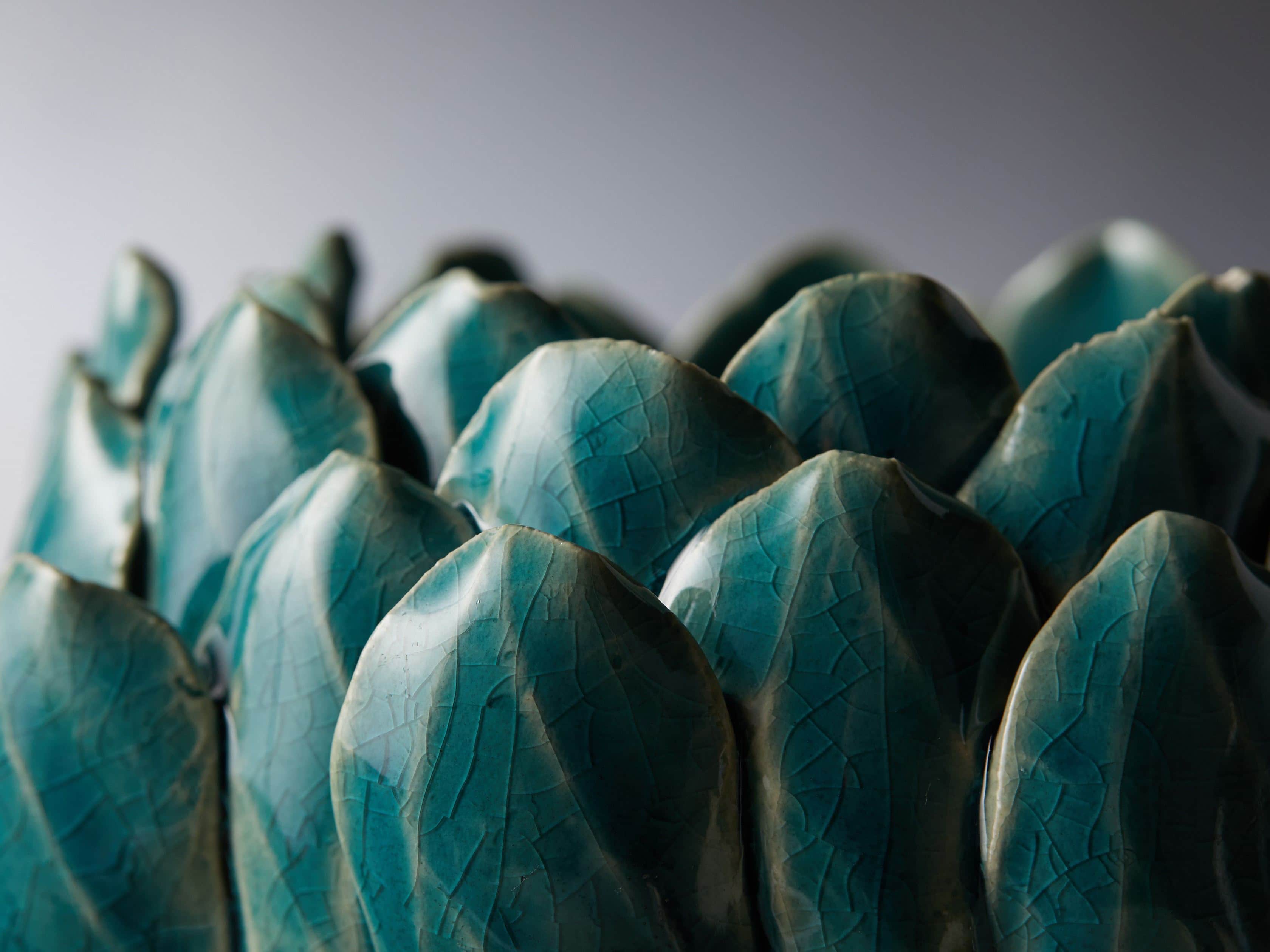 Dahlia Tealight Holder in Aqua, slide 2 of 3
