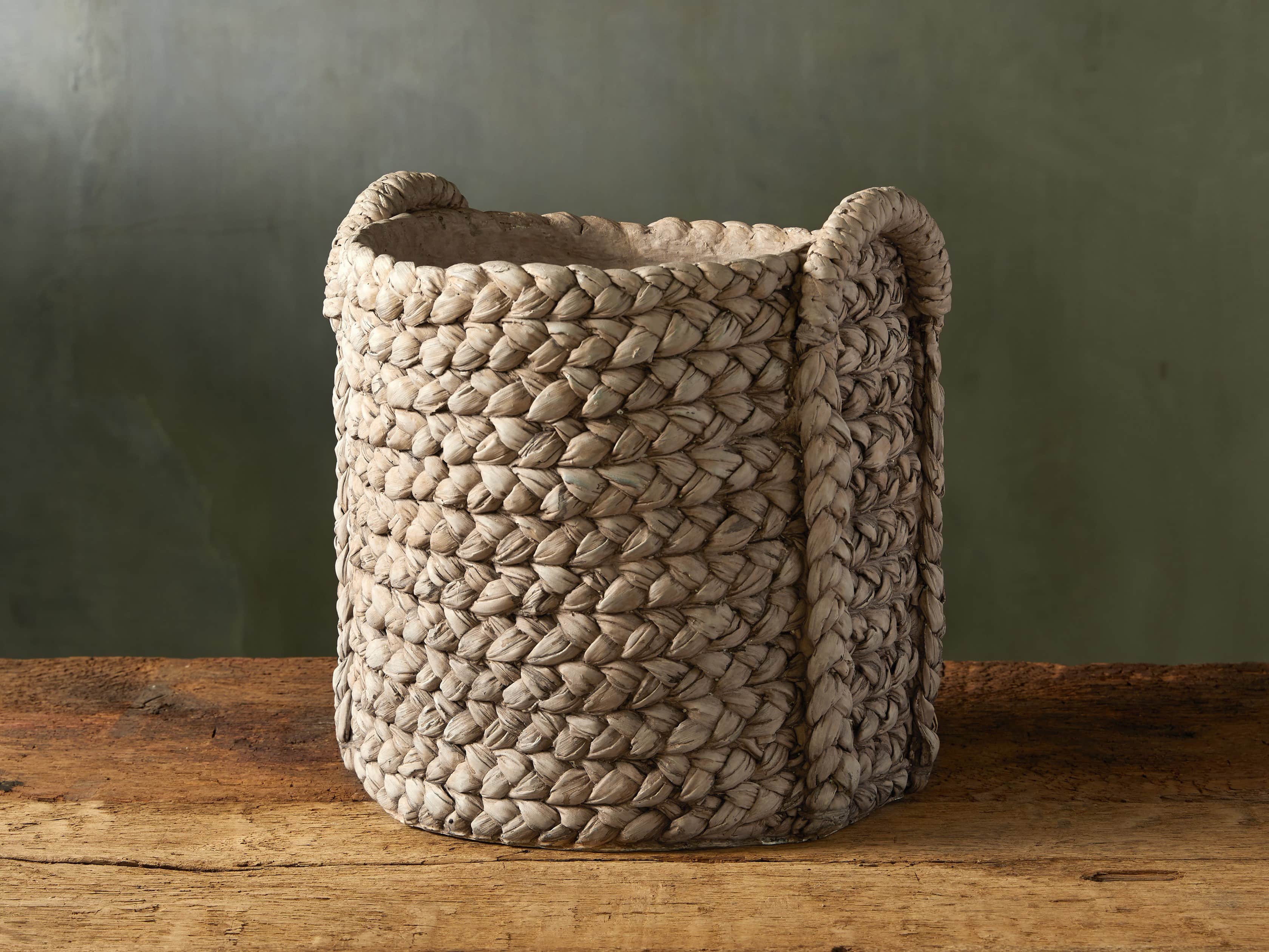 Medium Woven Long-Handle Planter, slide 1 of 5