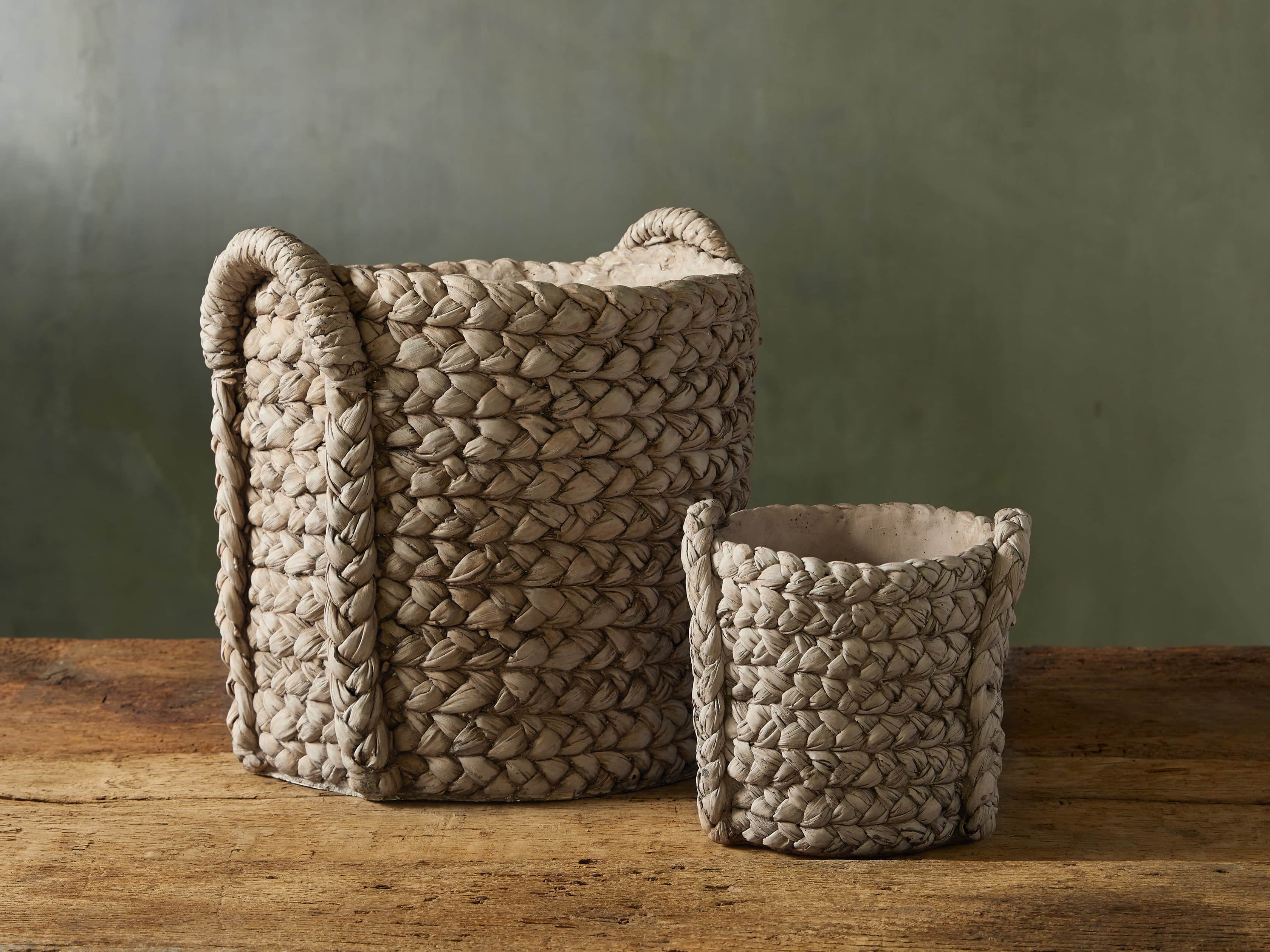 Medium Woven Long-Handle Planter, slide 3 of 5