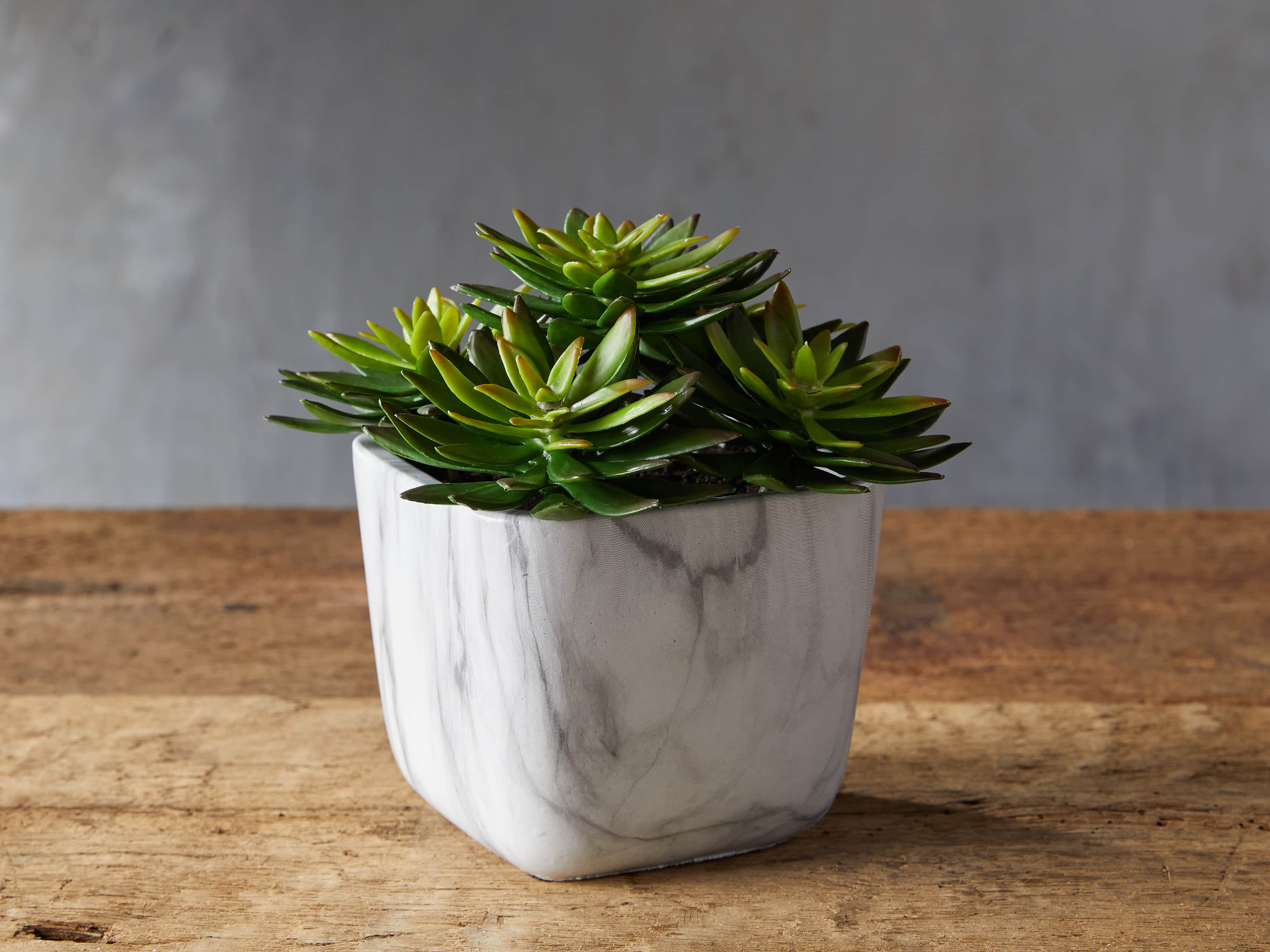 Marble Oval Vase with Faux Botanicals, slide 1 of 2