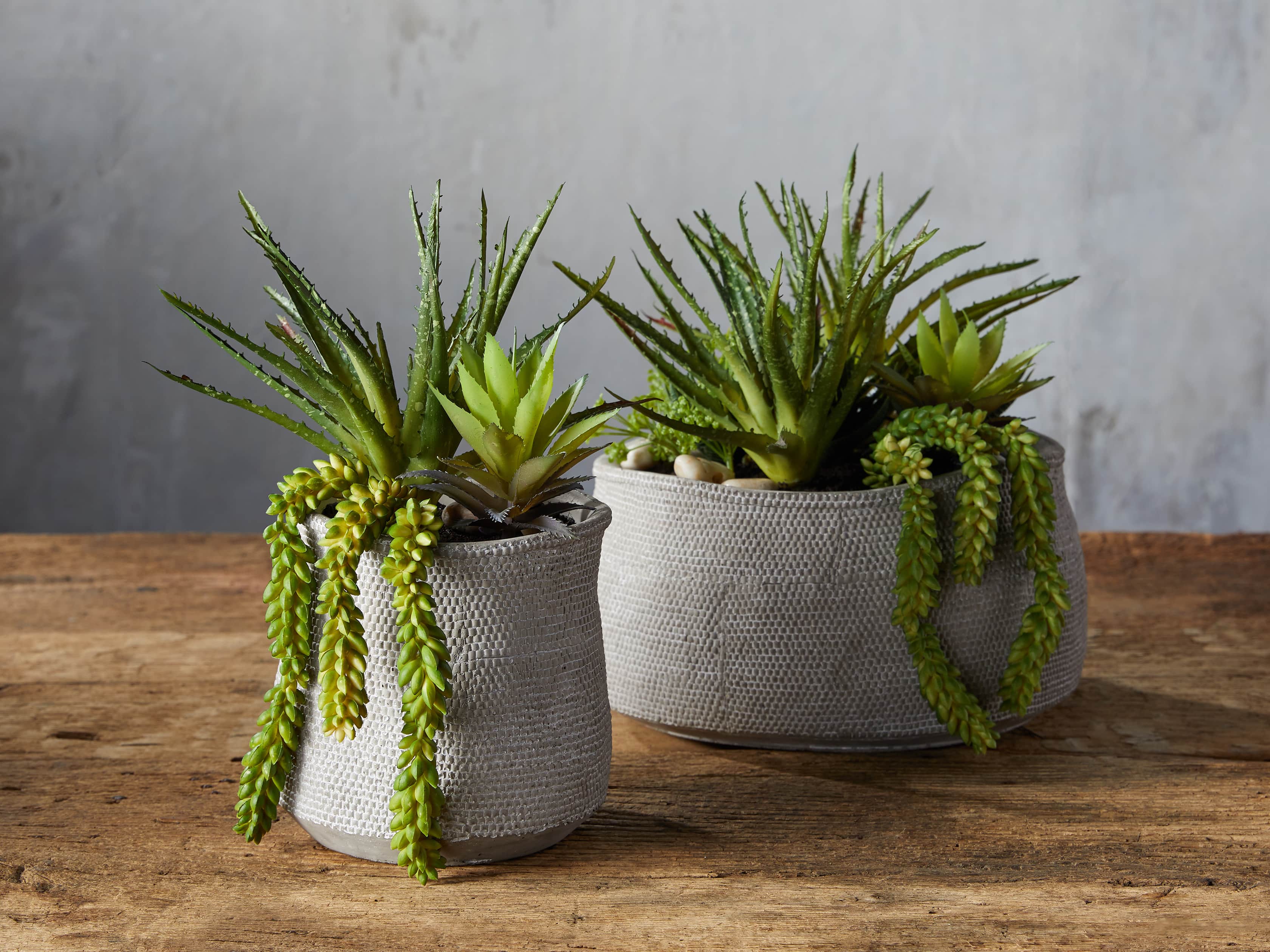 Basket-Texture Vase with Faux Botanicals, slide 2 of 2