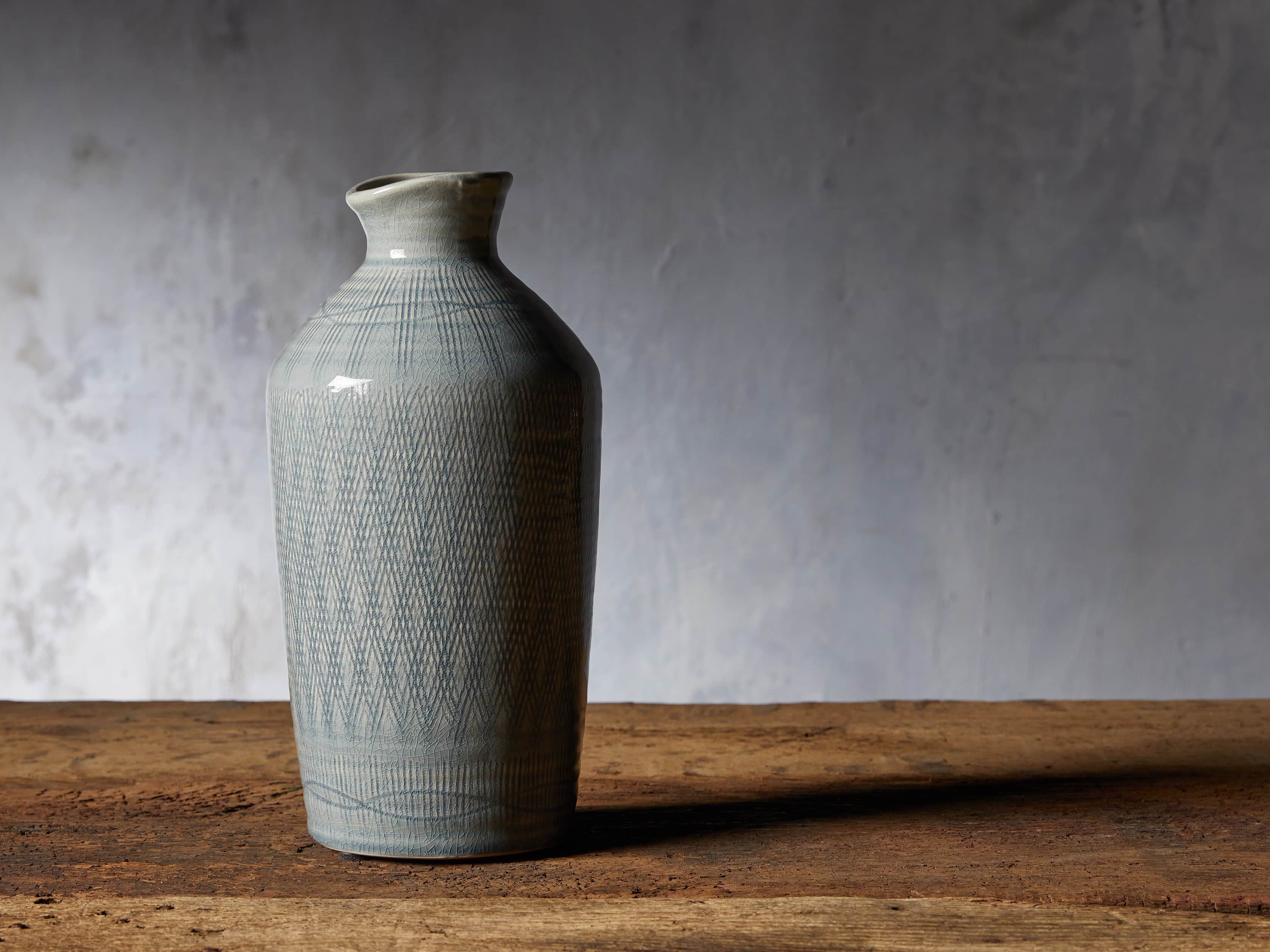 Soft Blue 13" Crosshatch Vase