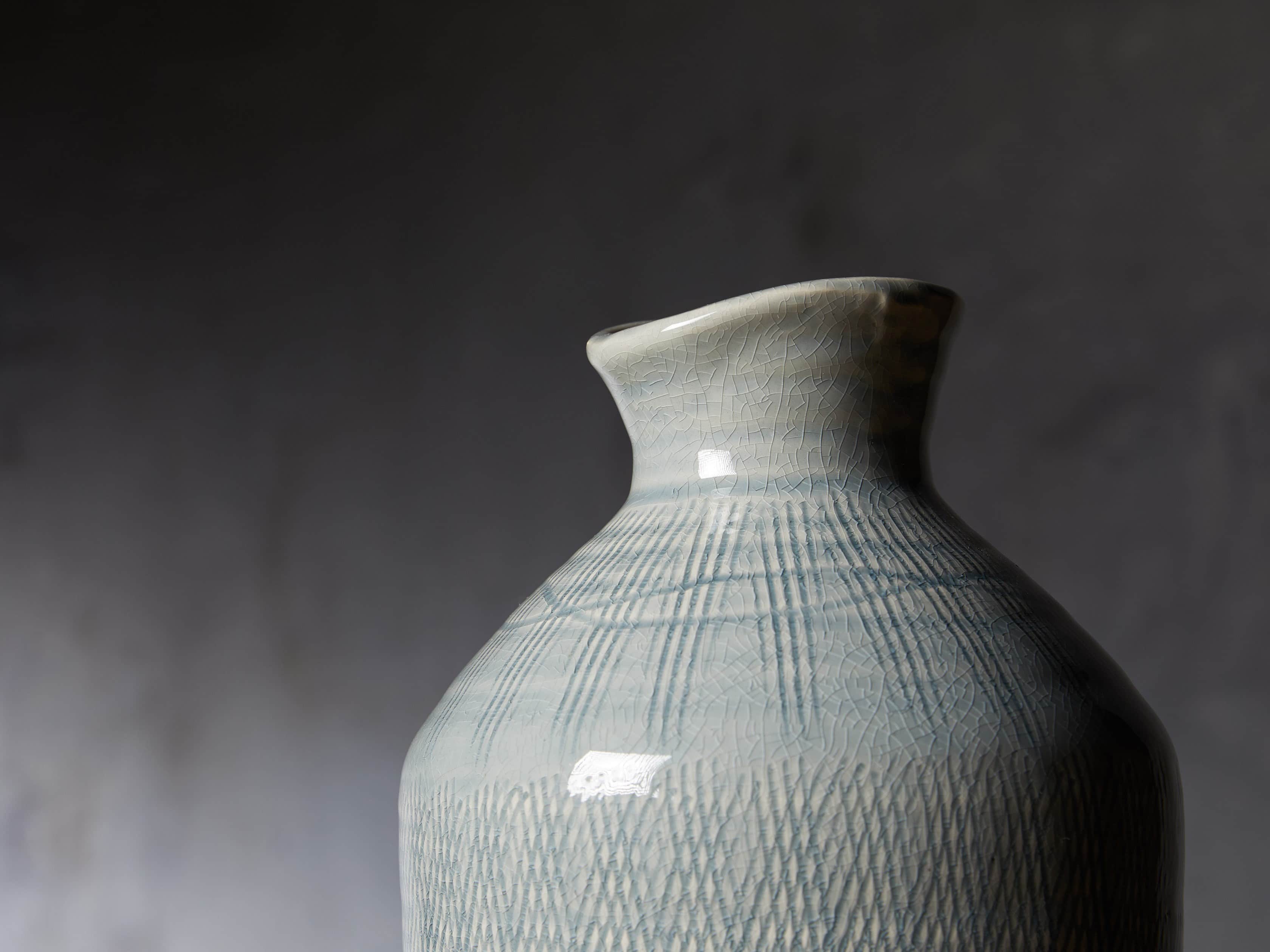 Soft Blue 13" Crosshatch Vase