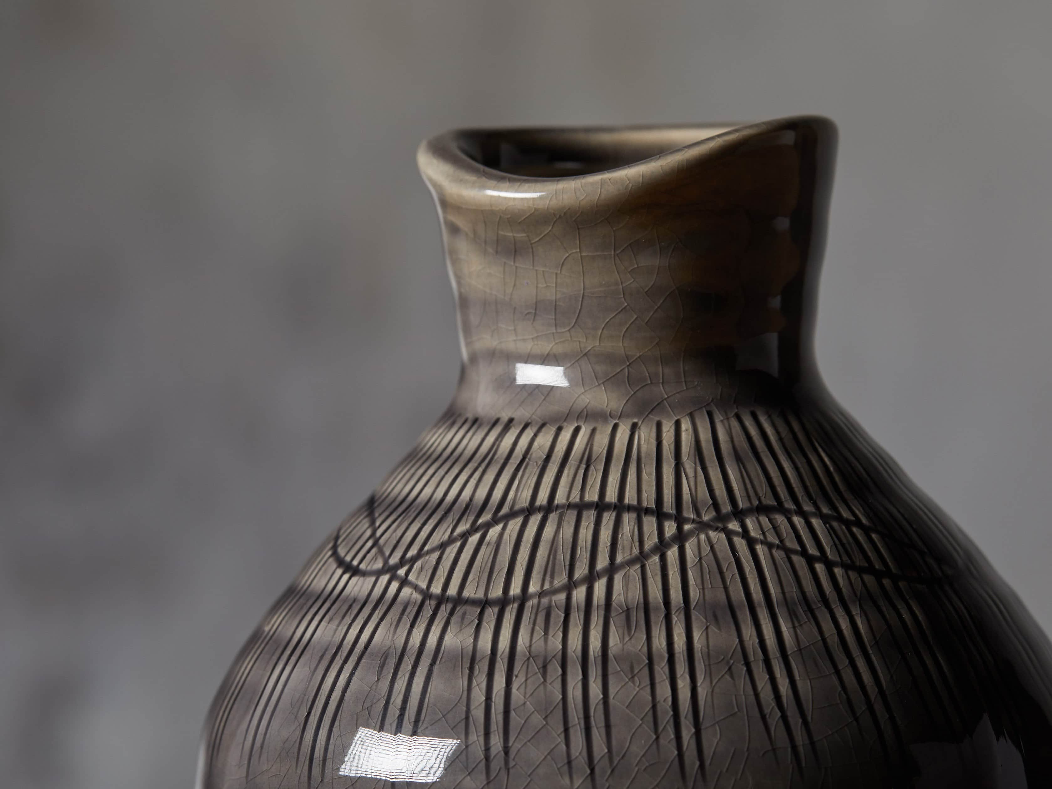 Grey 10" Crosshatch Vase