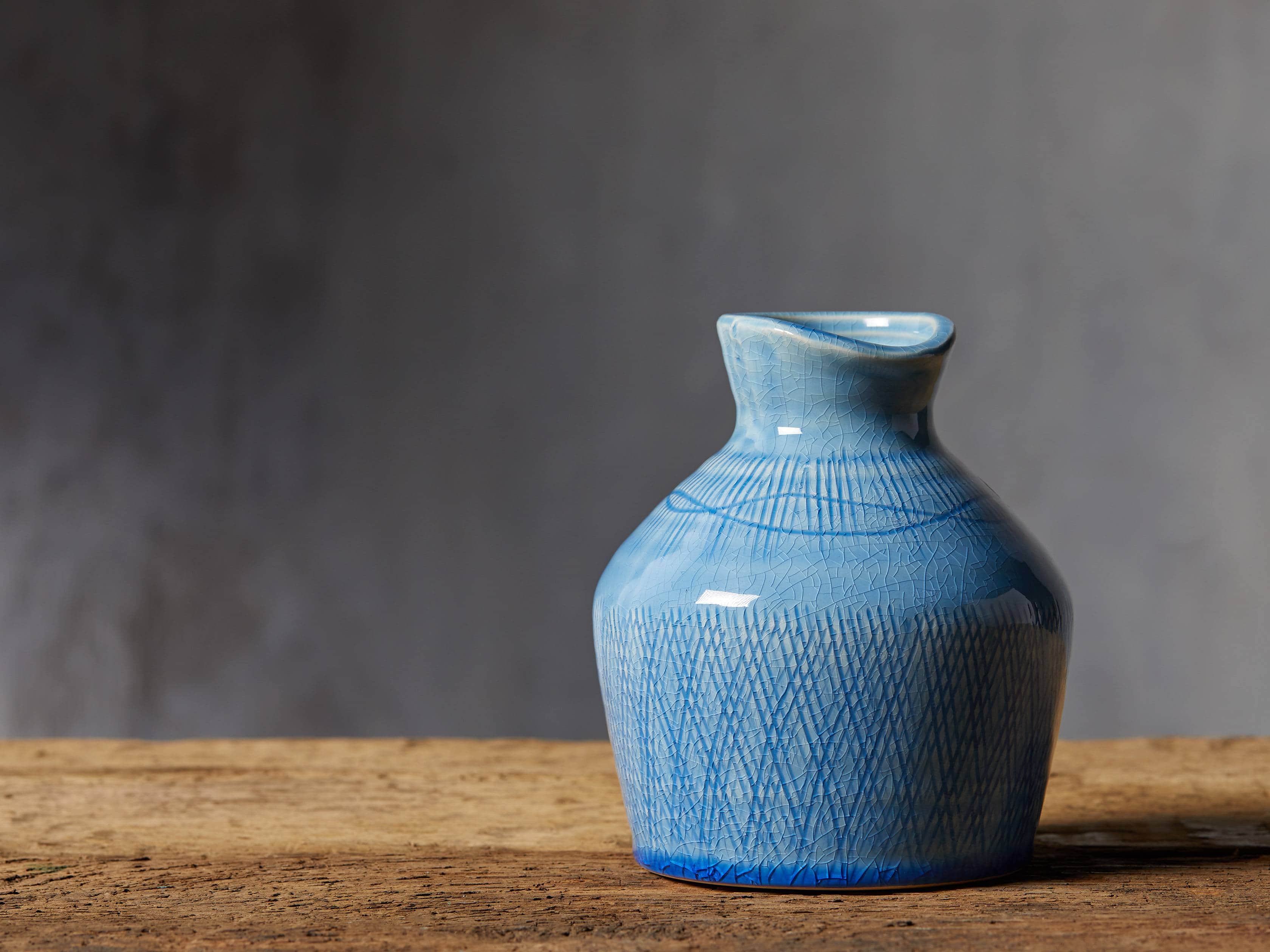 Sky Blue 6.5" Crosshatch Vase