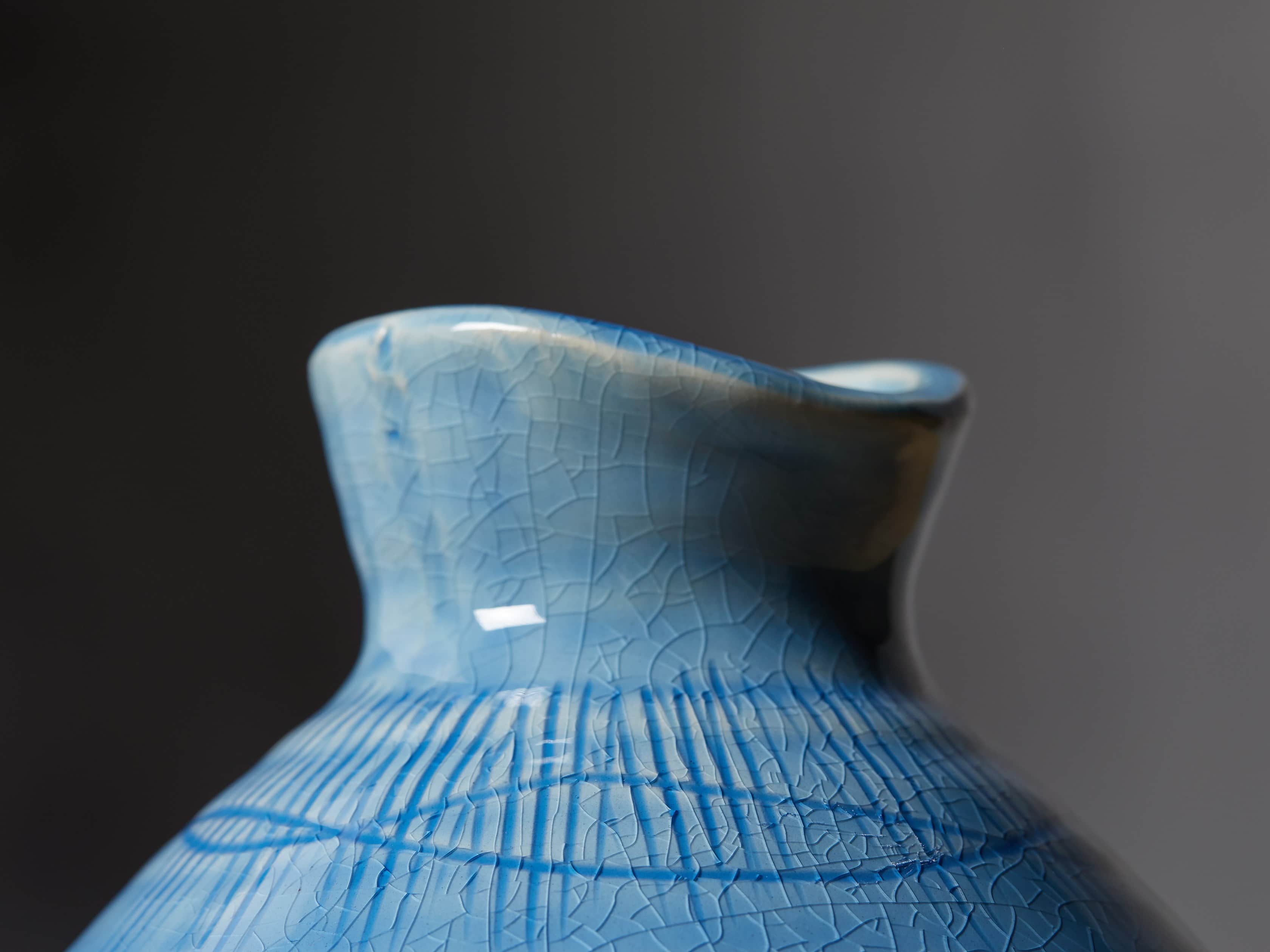 Sky Blue 6.5" Crosshatch Vase