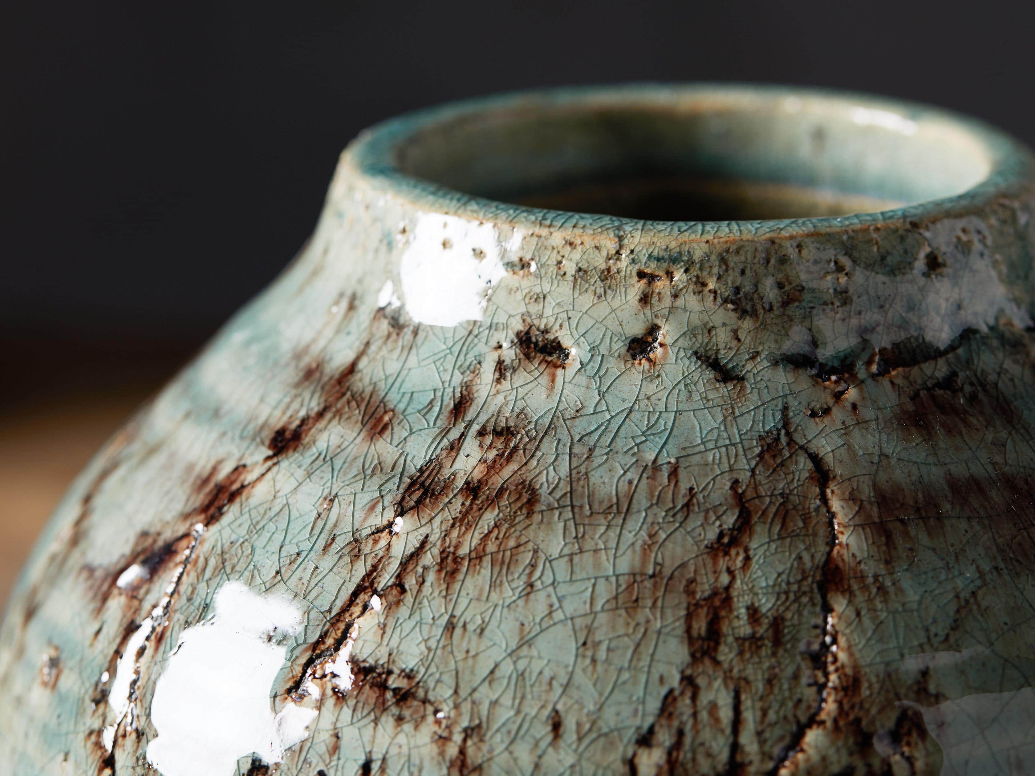 Aqua 10" Crackle Vase, slide 2 of 8