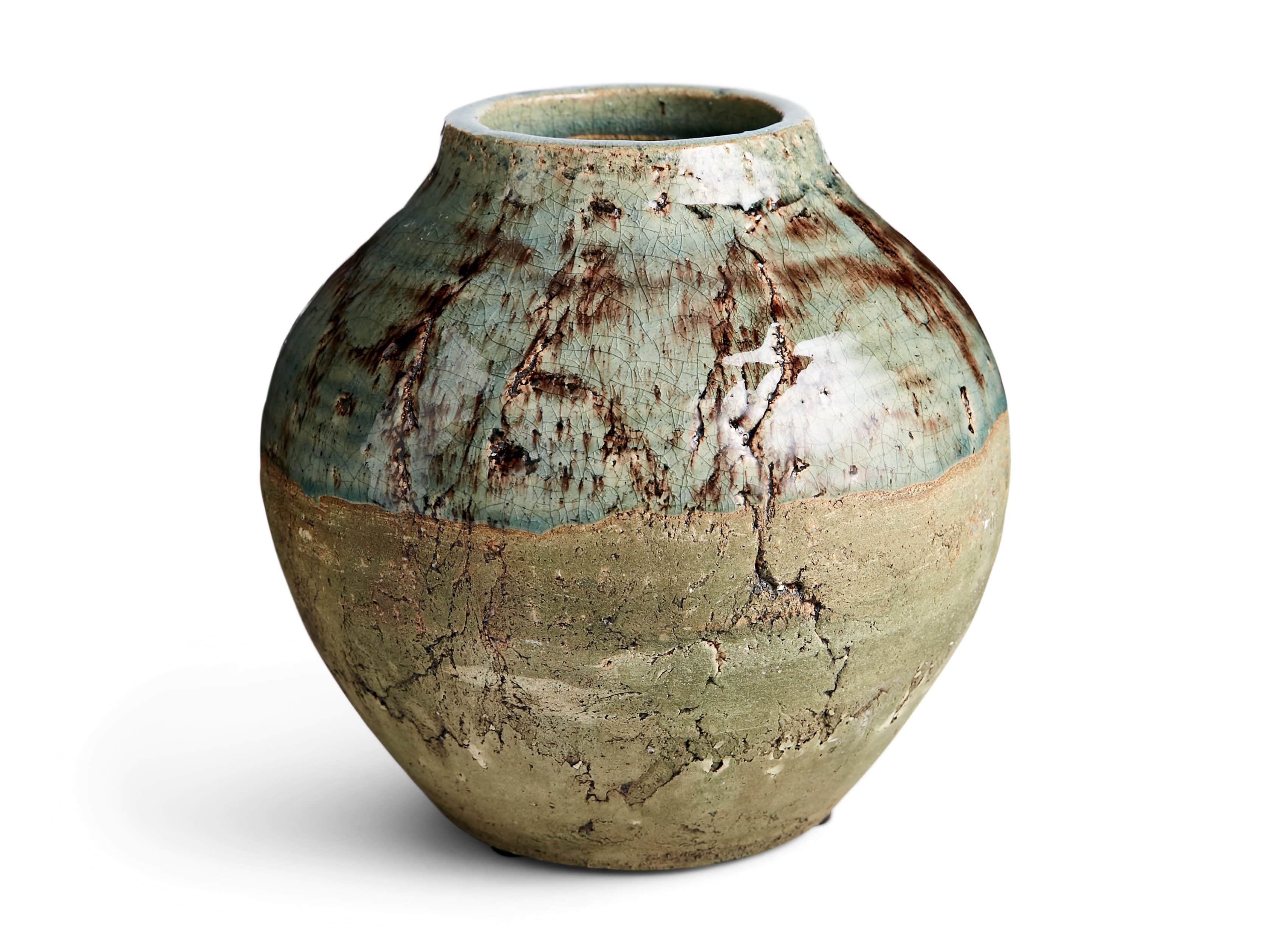 Aqua 10" Crackle Vase, slide 3 of 8