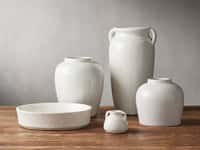 Santorini Low Vase in White