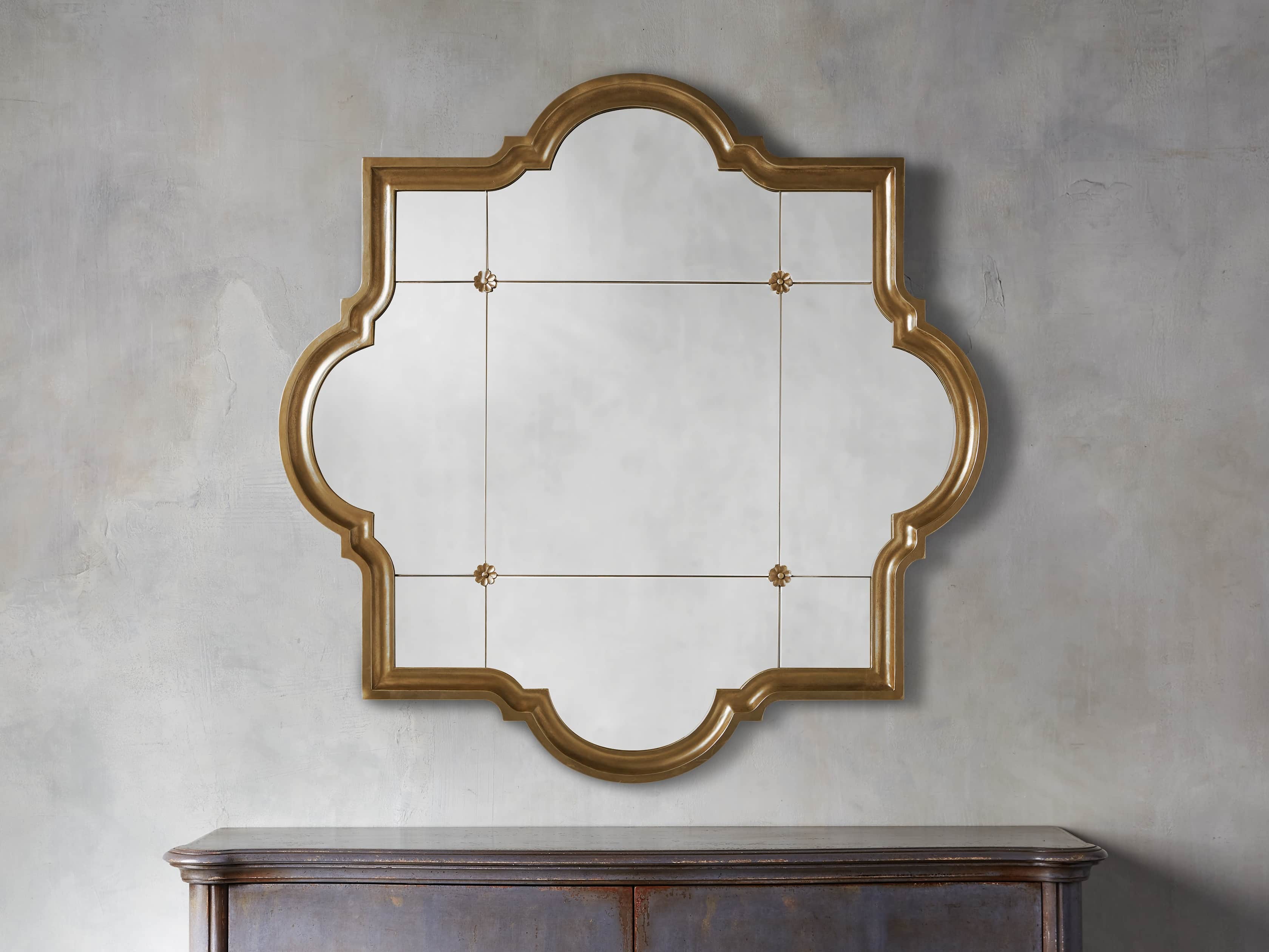 AISLING 55" X 55" QUATREFOIL MIRROR IN ANTIQUE GOLD