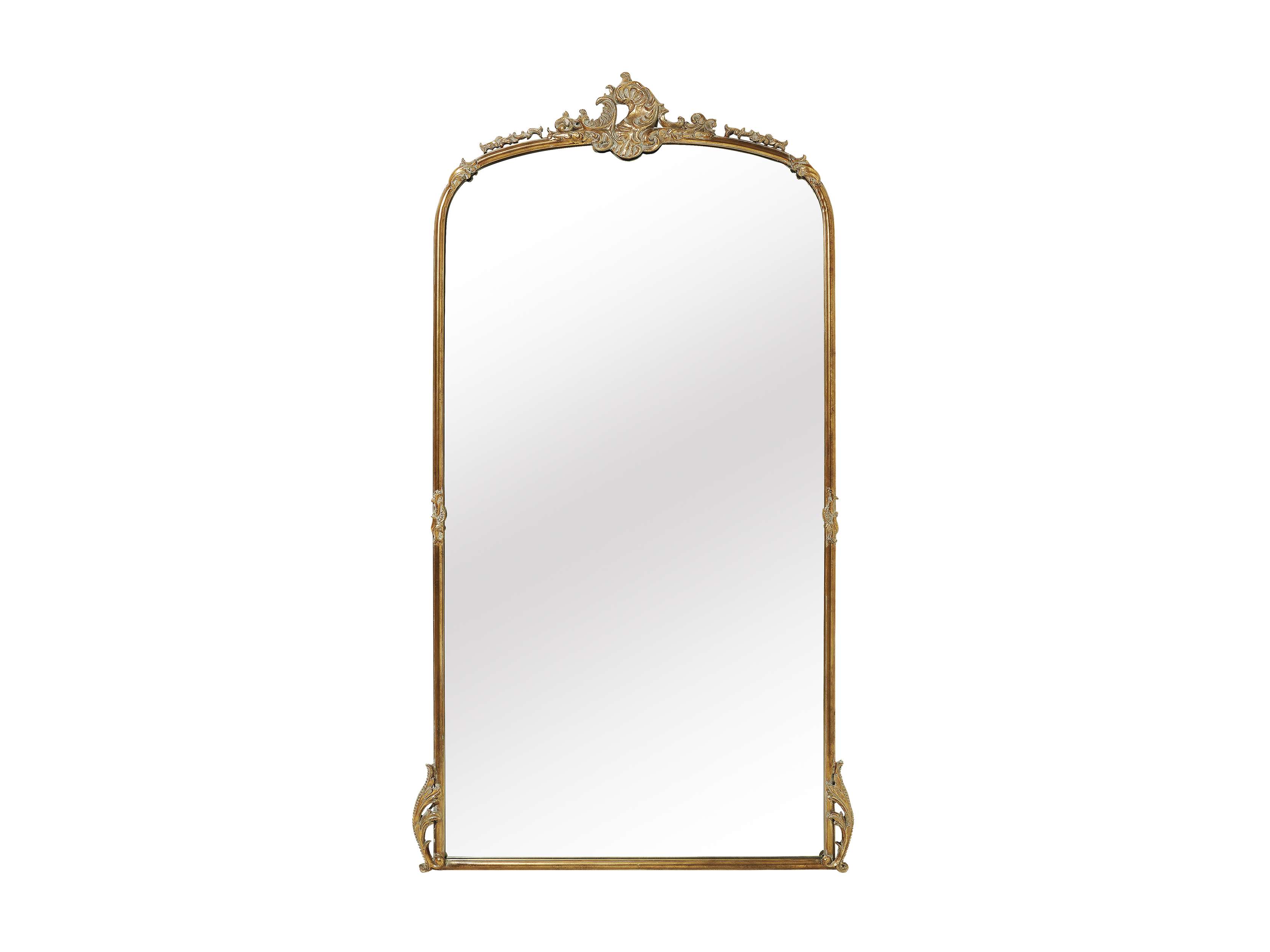 Amelie 41" Wooden Arched Floor Mirror in Golden Hue, slide 2 of 9