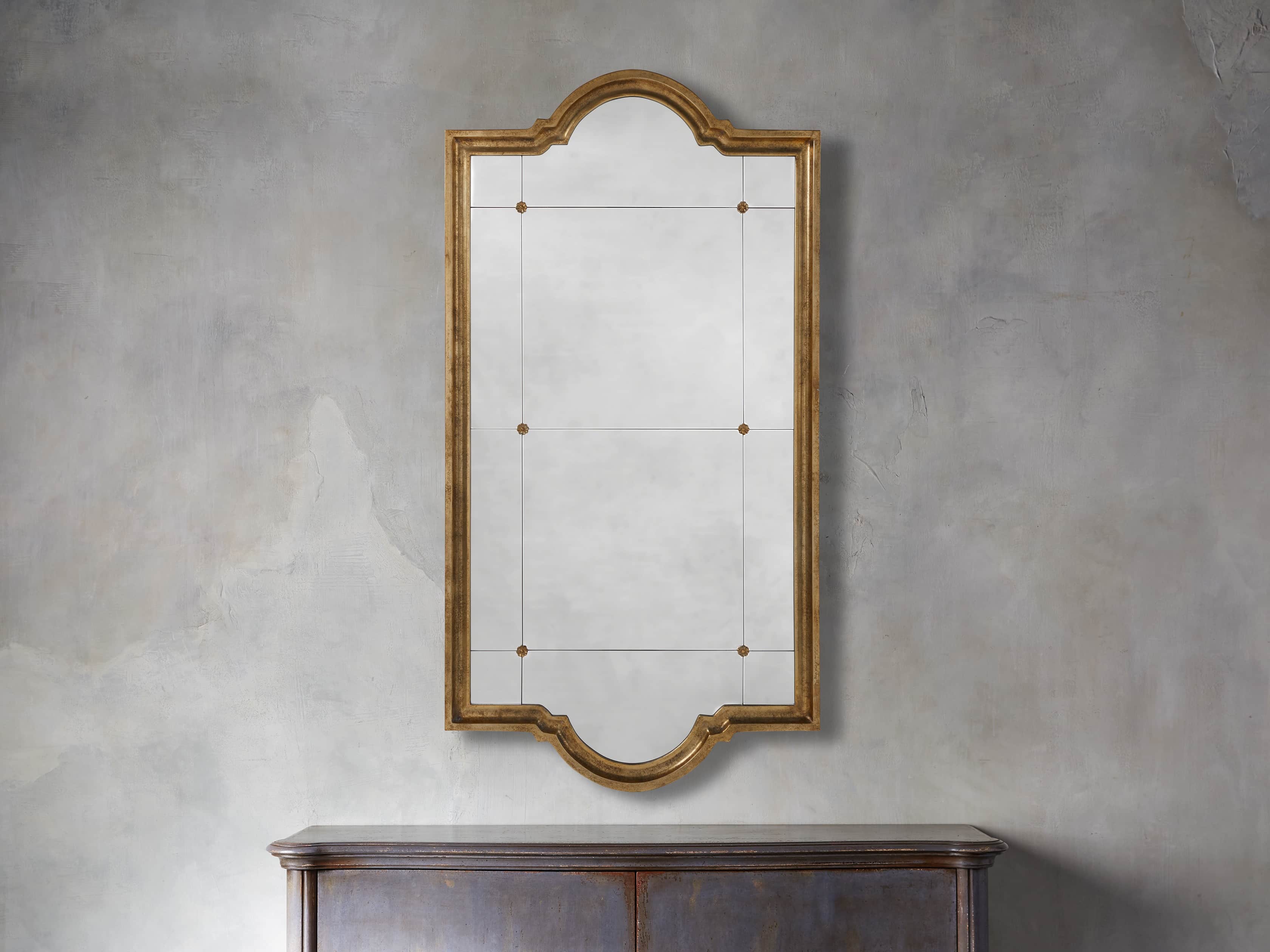 AISLING 36" X 69" QUATREFOIL MIRROR IN ANTIQUE GOLD