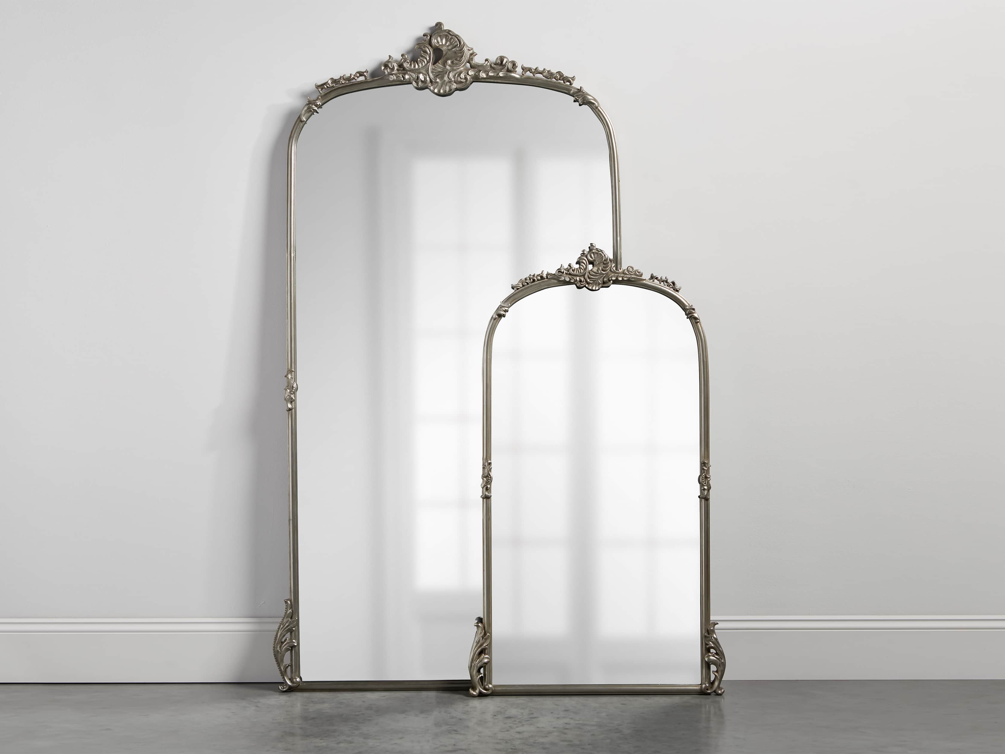 Amelie 28" Wooden Arched Wall Mirror in Silver, slide 5 of 8