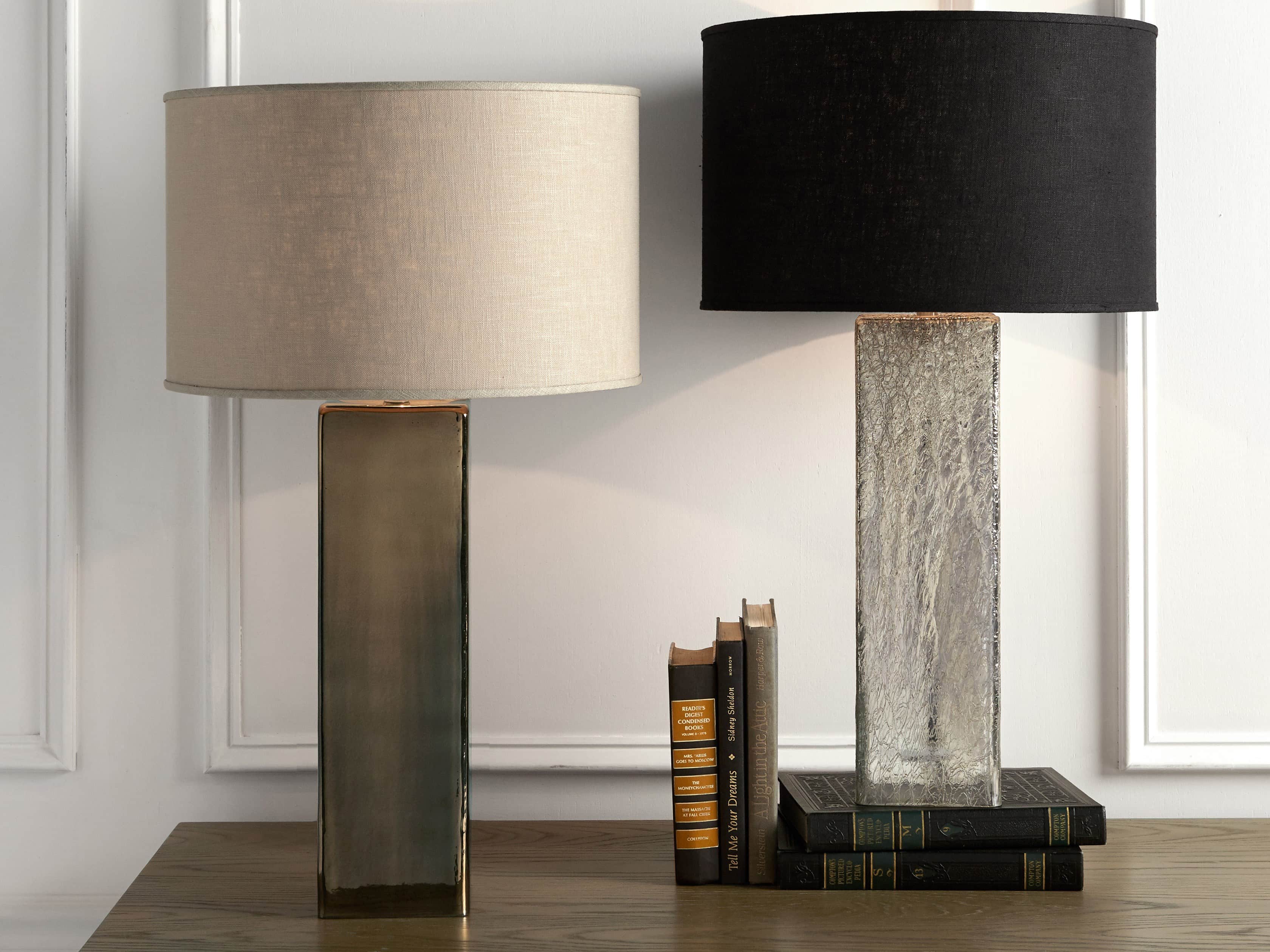 Adrano Table Lamp in Gold with Natural Shade – Arhaus