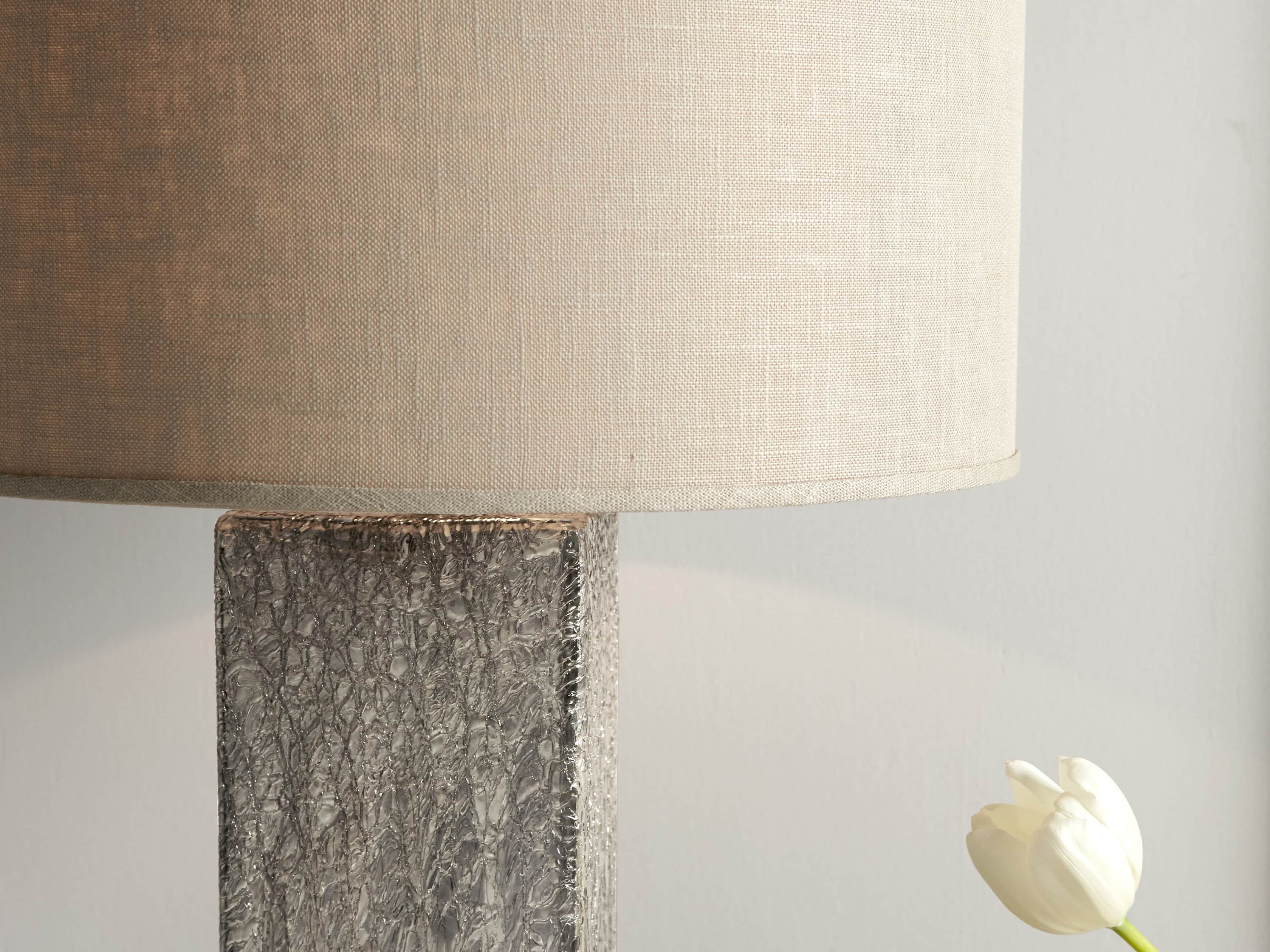 Adrano Table Lamp in Silver With Natural Shade, slide 3 of 4