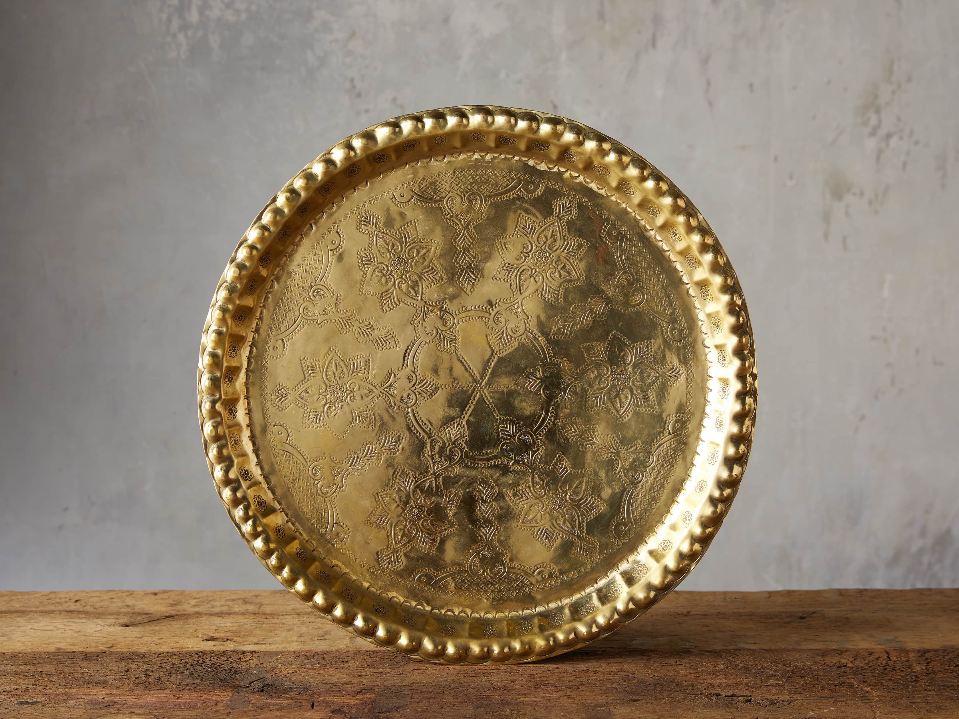 Moroccan Vintage Tray in Brass