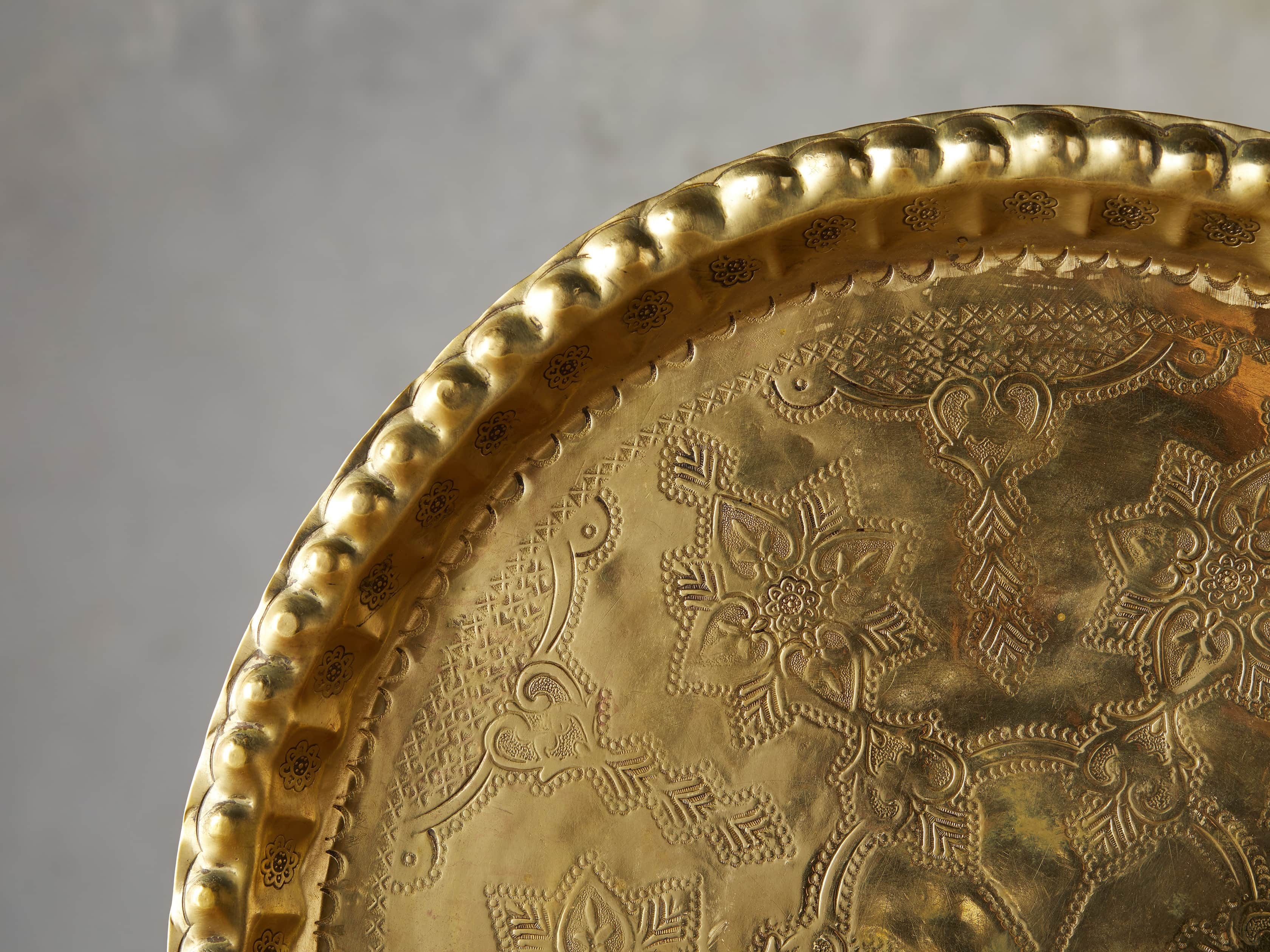 Moroccan Vintage Tray in Brass