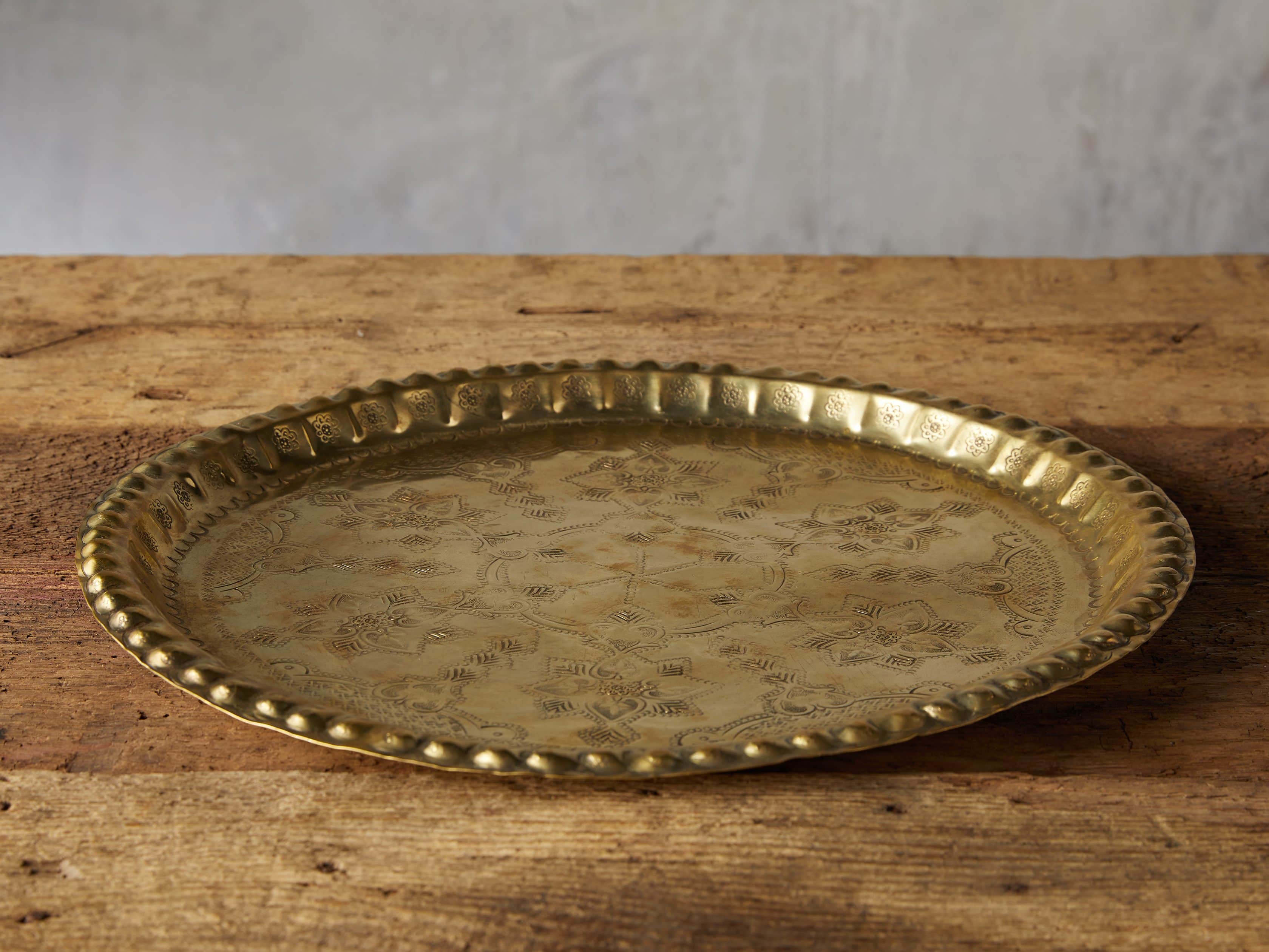 Moroccan Vintage Tray in Brass