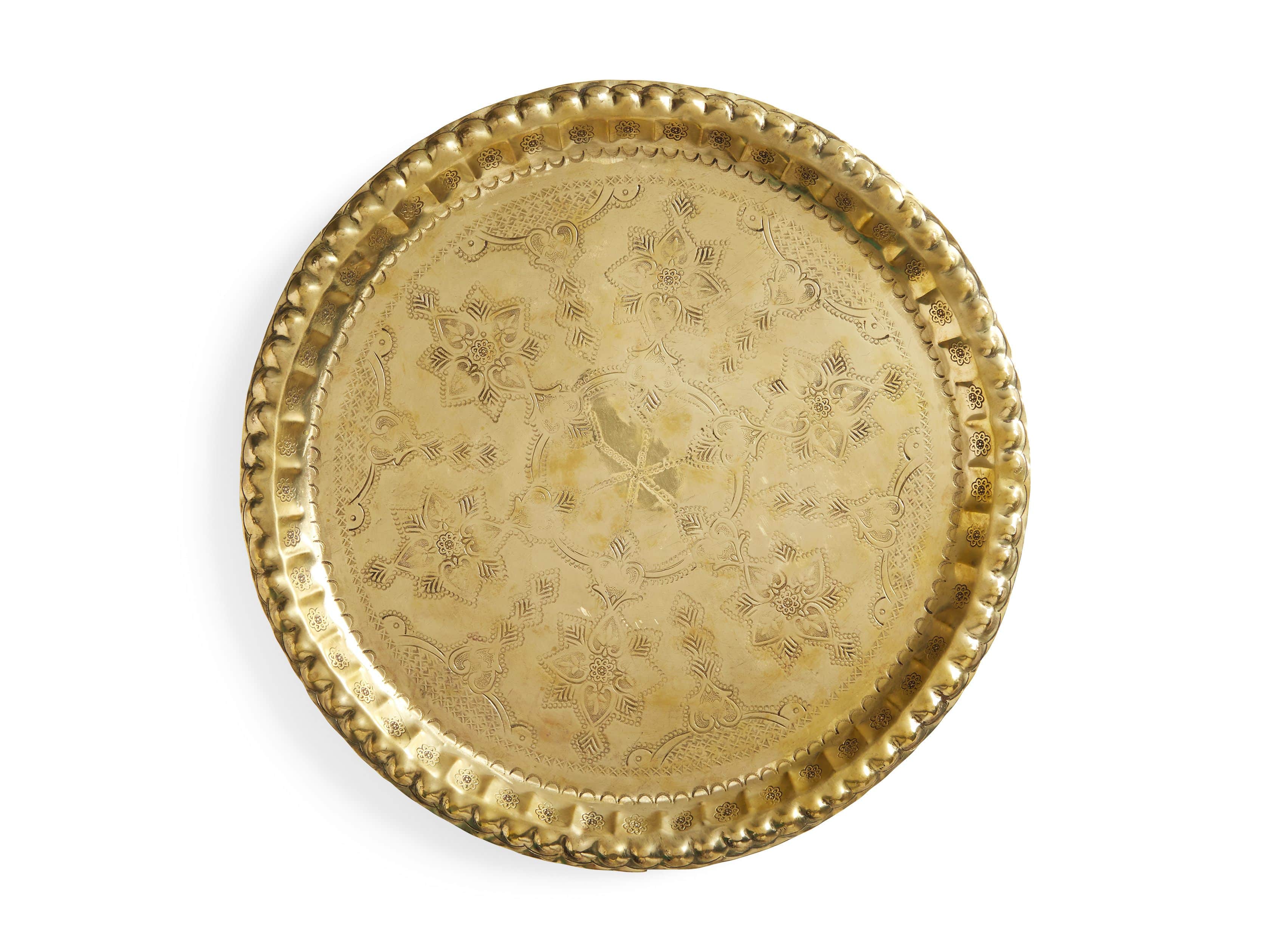 Moroccan Vintage Tray in Brass