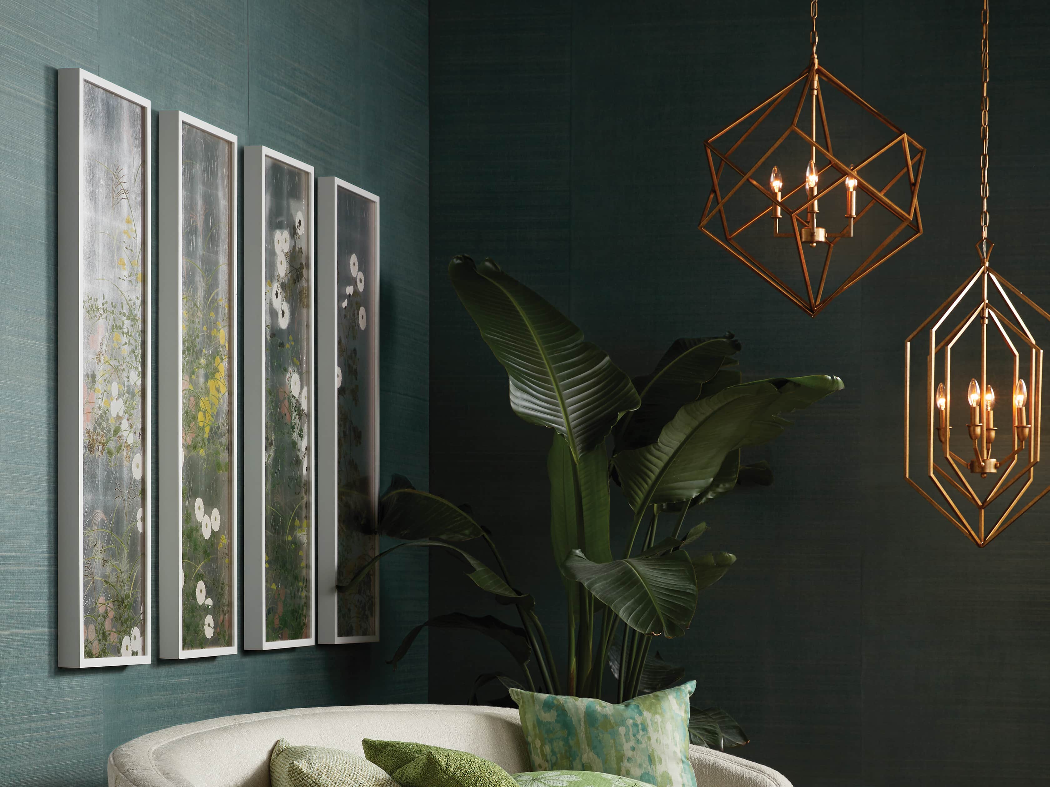 Hemisphere Prism Chandelier in Antiqued Brass