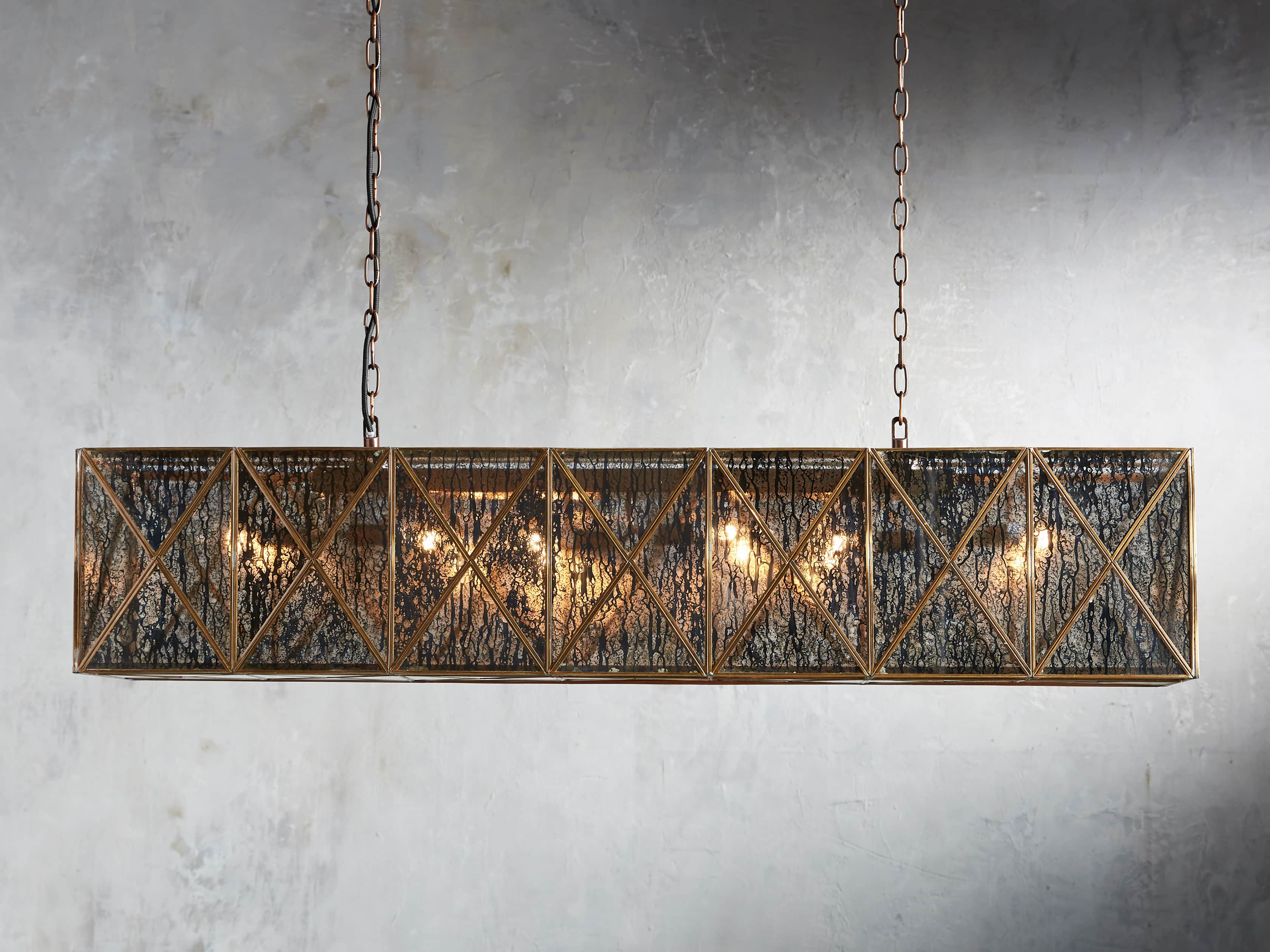 Truss Rectangle Chandelier In Antique Copper Truss Rectangle Chandelier In Antique Copper