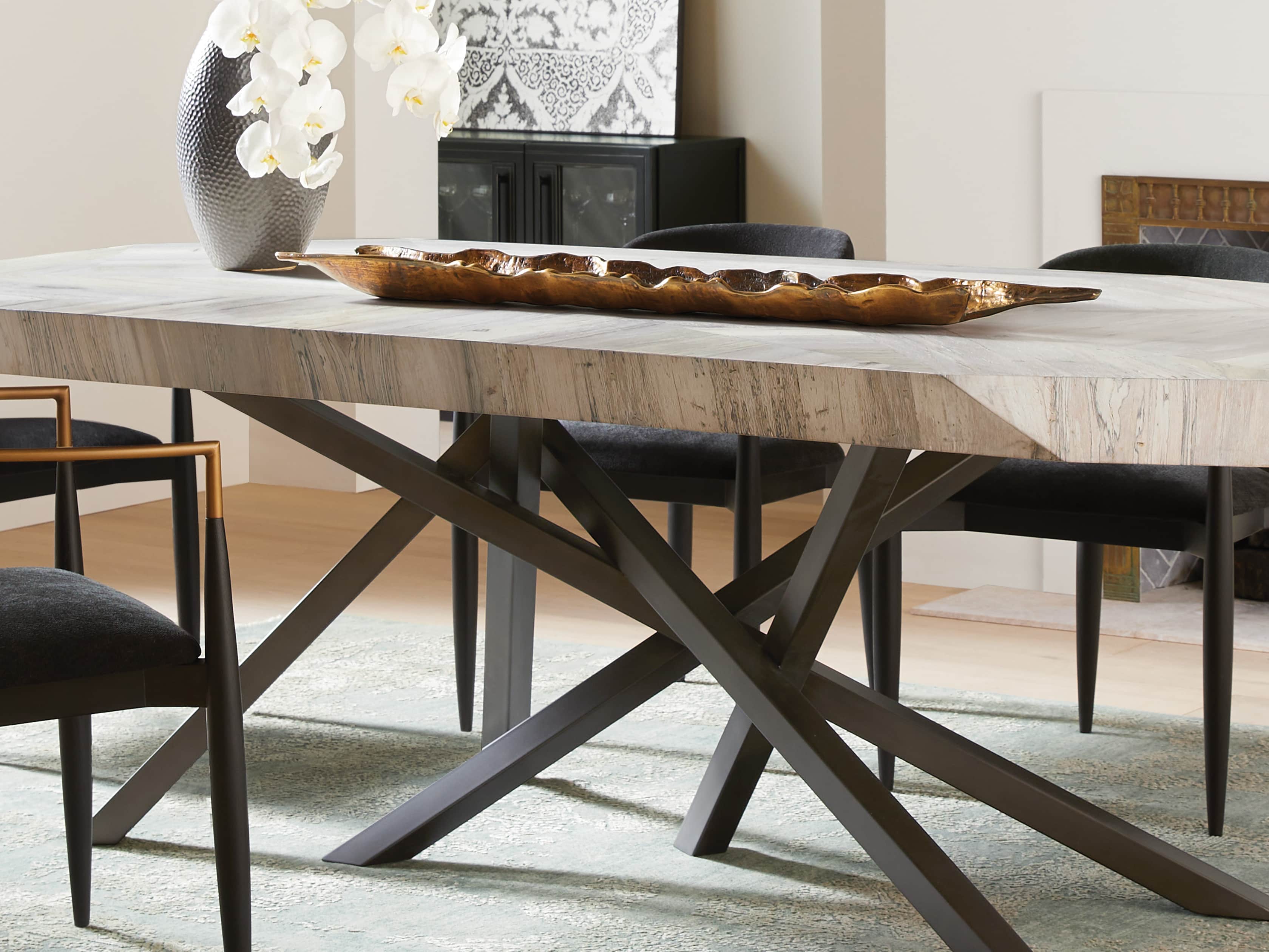 Wood bark dining deals table