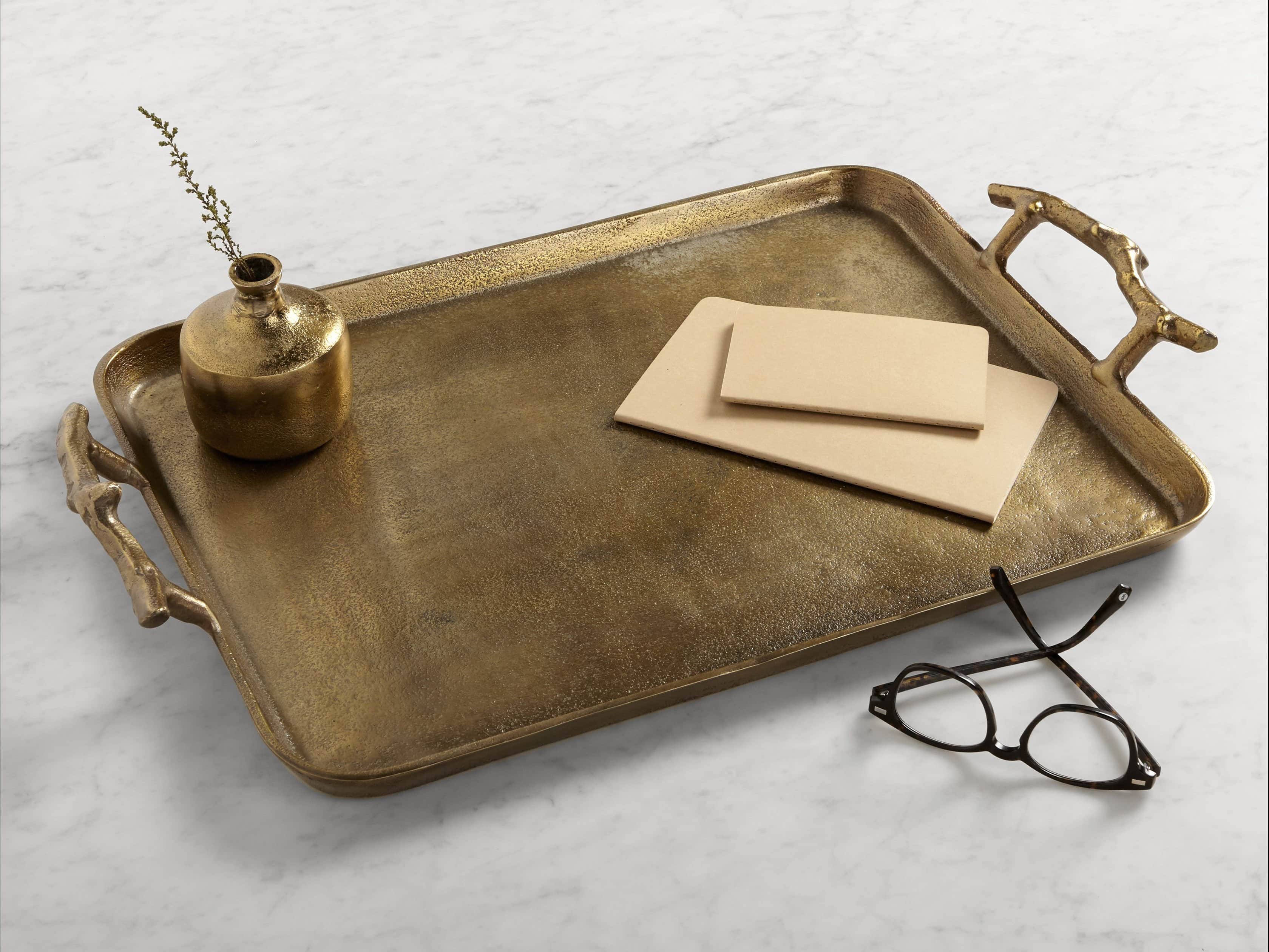 Acadia Tray in Antique Brass, slide 3 of 7