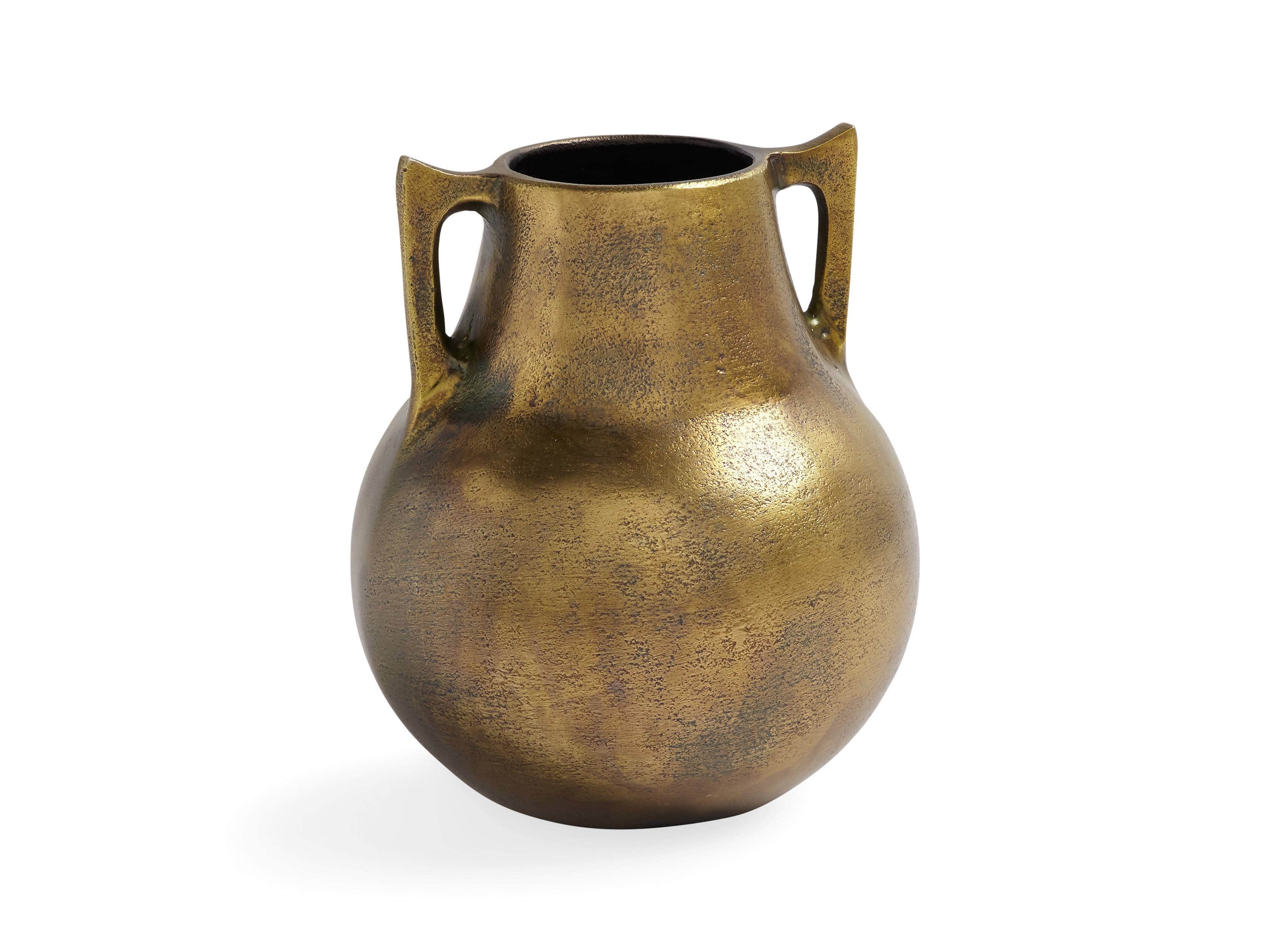 Taddeo Low Pot in Antique Brass
